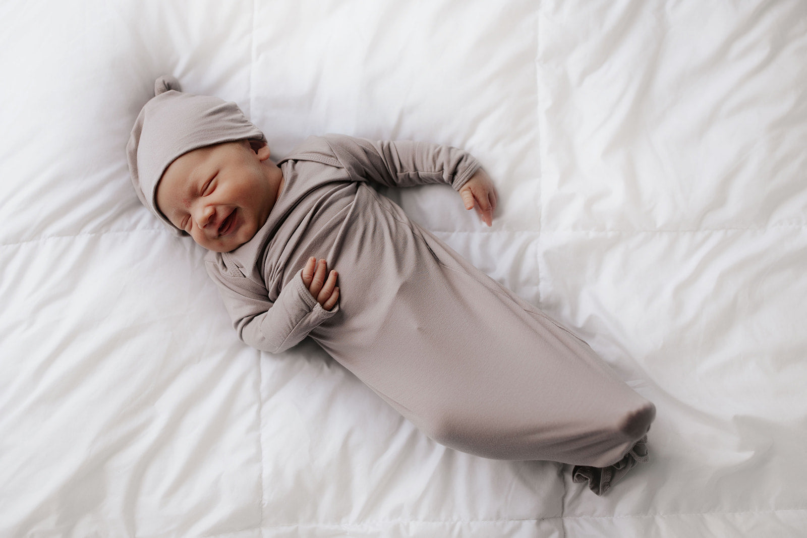 Harbor Mist Neutral Knotted Newborn Baby Gown