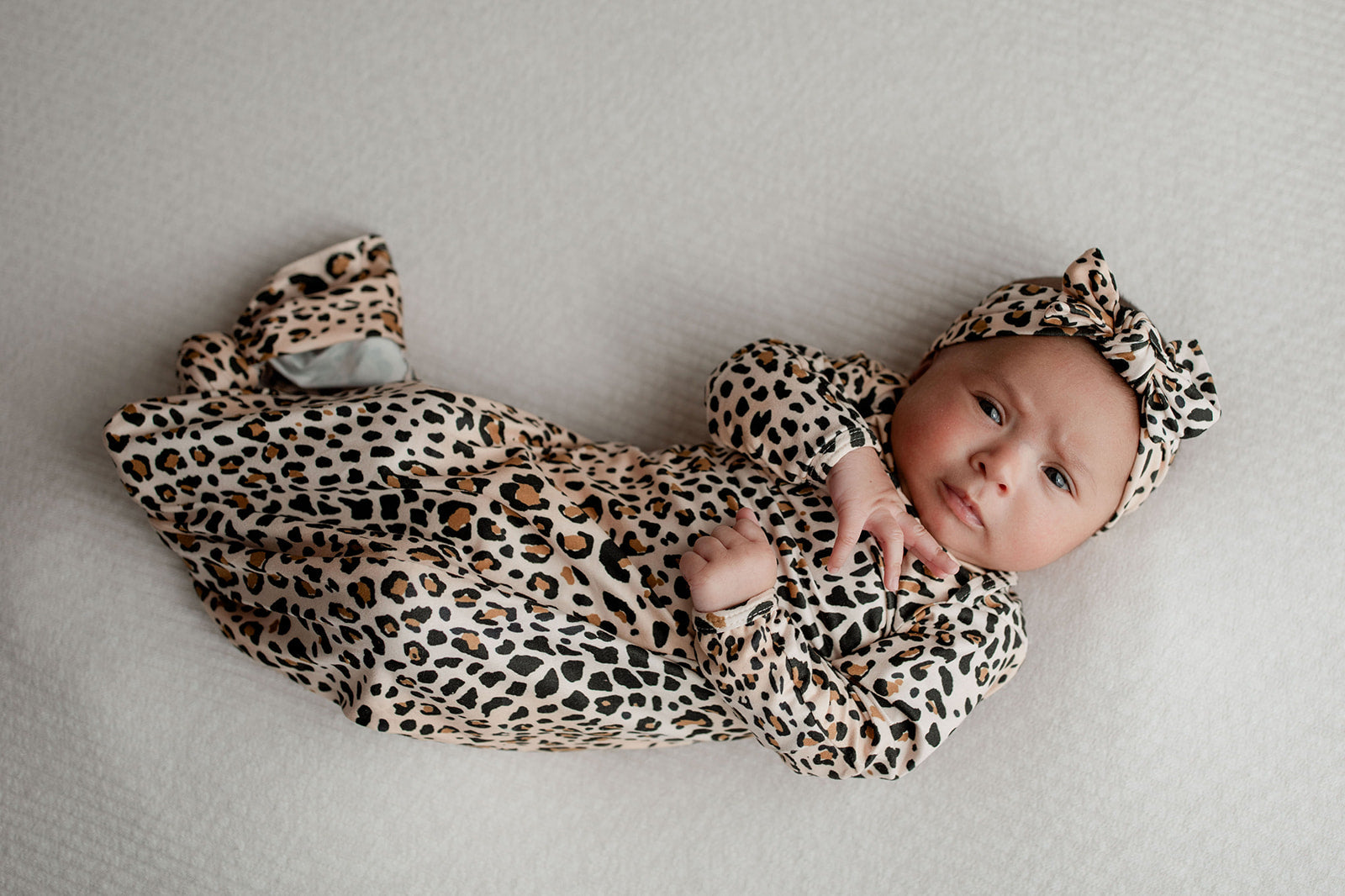 Leopard Knotted Newborn Baby Gown