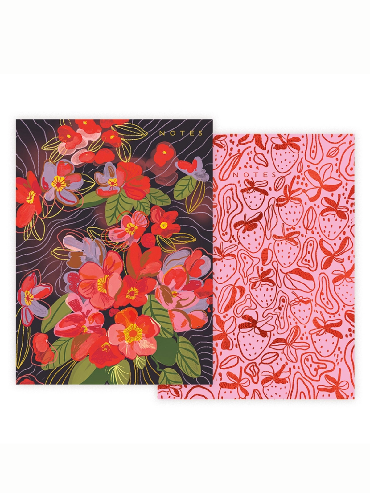 Night Flowers And Strawberries Notebook Set