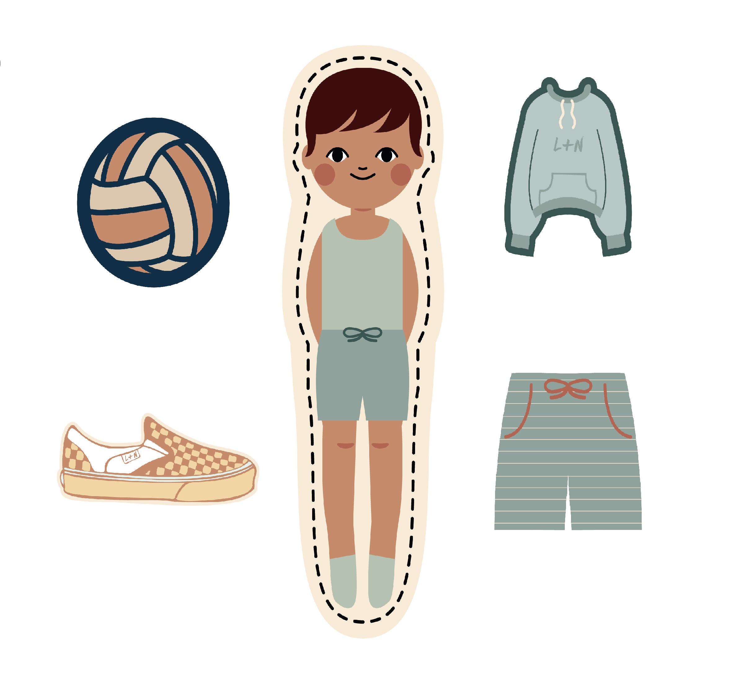 Diy Nimix 3 Piece Paper Doll Boy Set