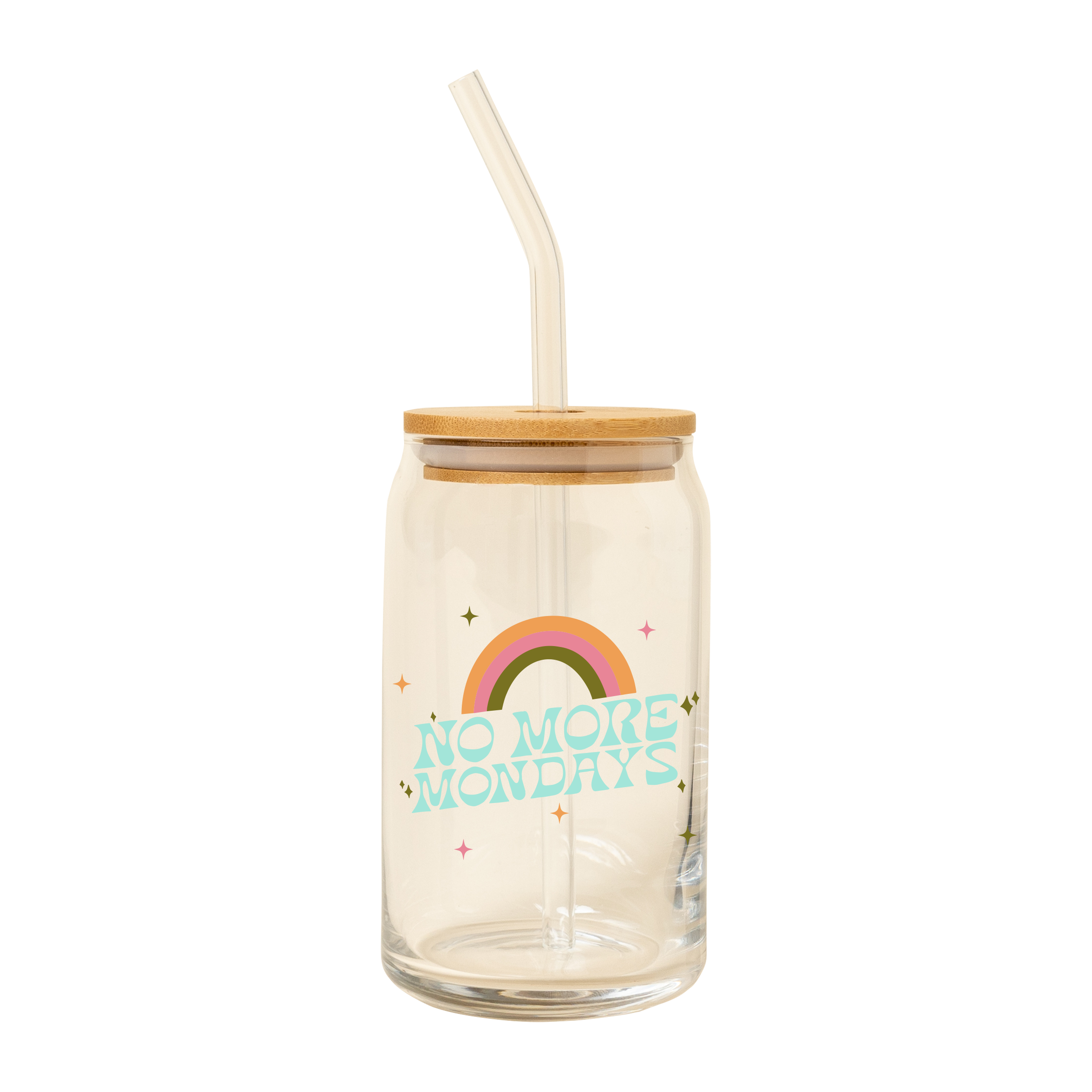 Can Glass W/ Lid + Straw