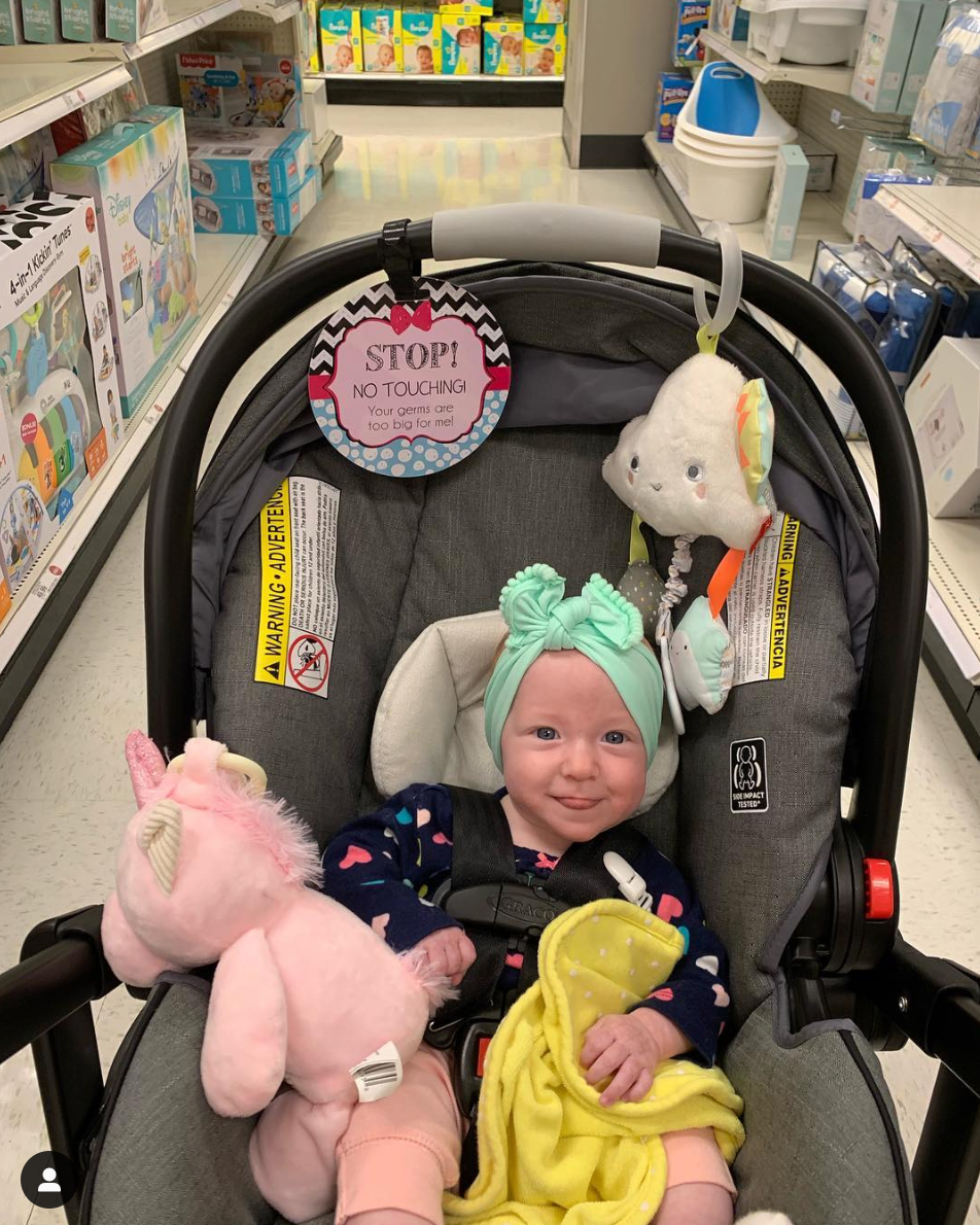 Girl Zig Zag Please Don't Touch My Baby Car Seat Sign Tag