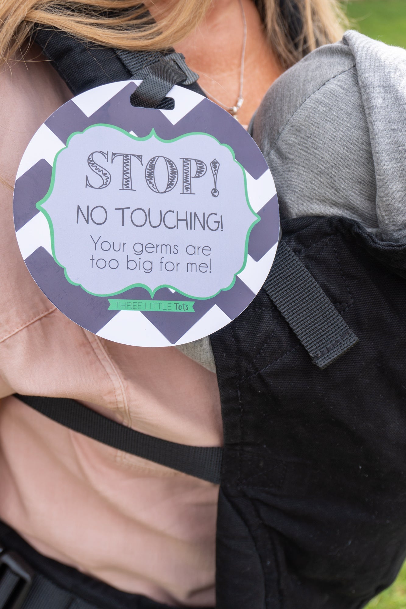 Stop No Touching Boy Car Seat Sign Tag