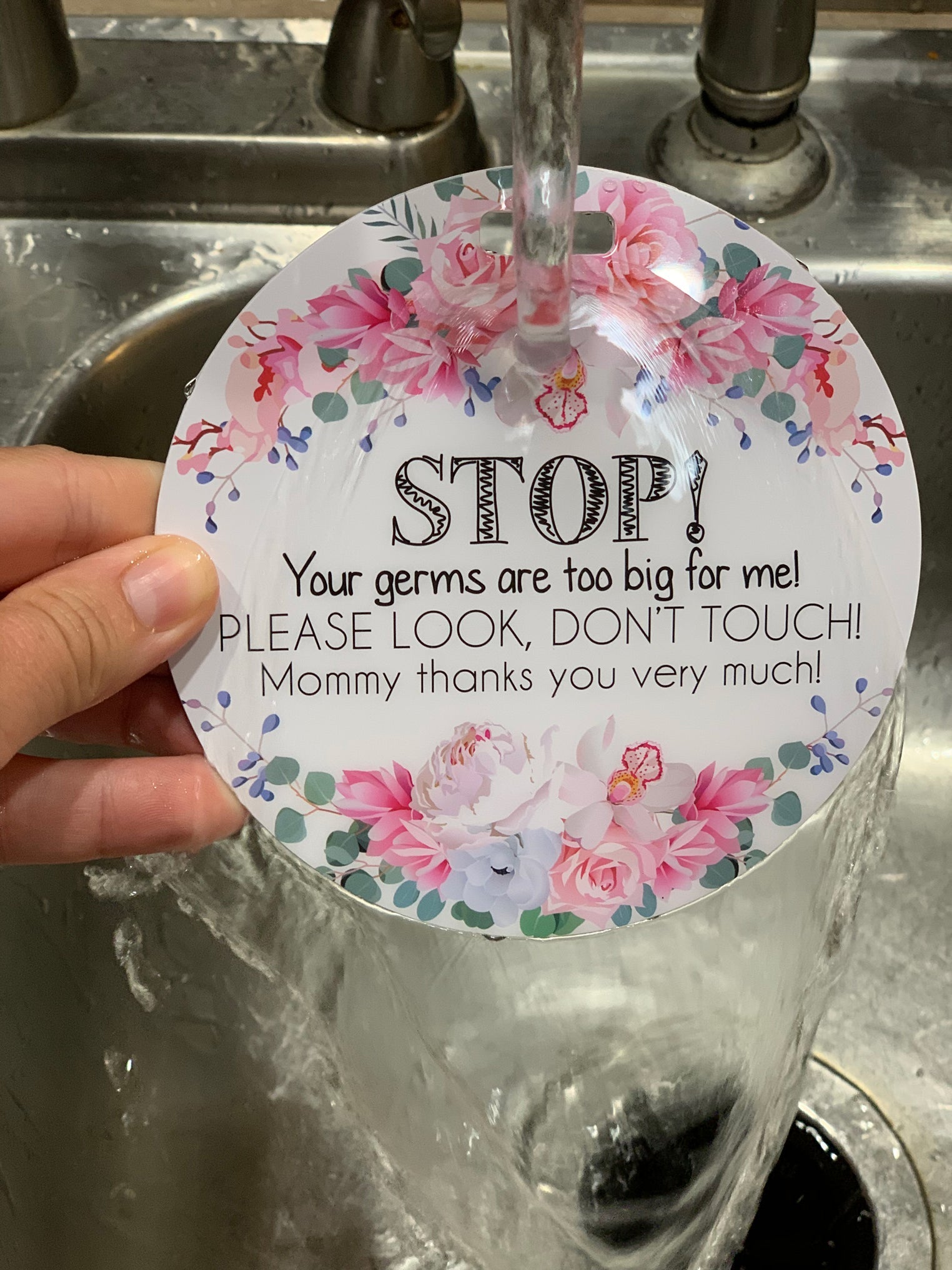 Flower No Touching Baby Car Seat Sign Tag