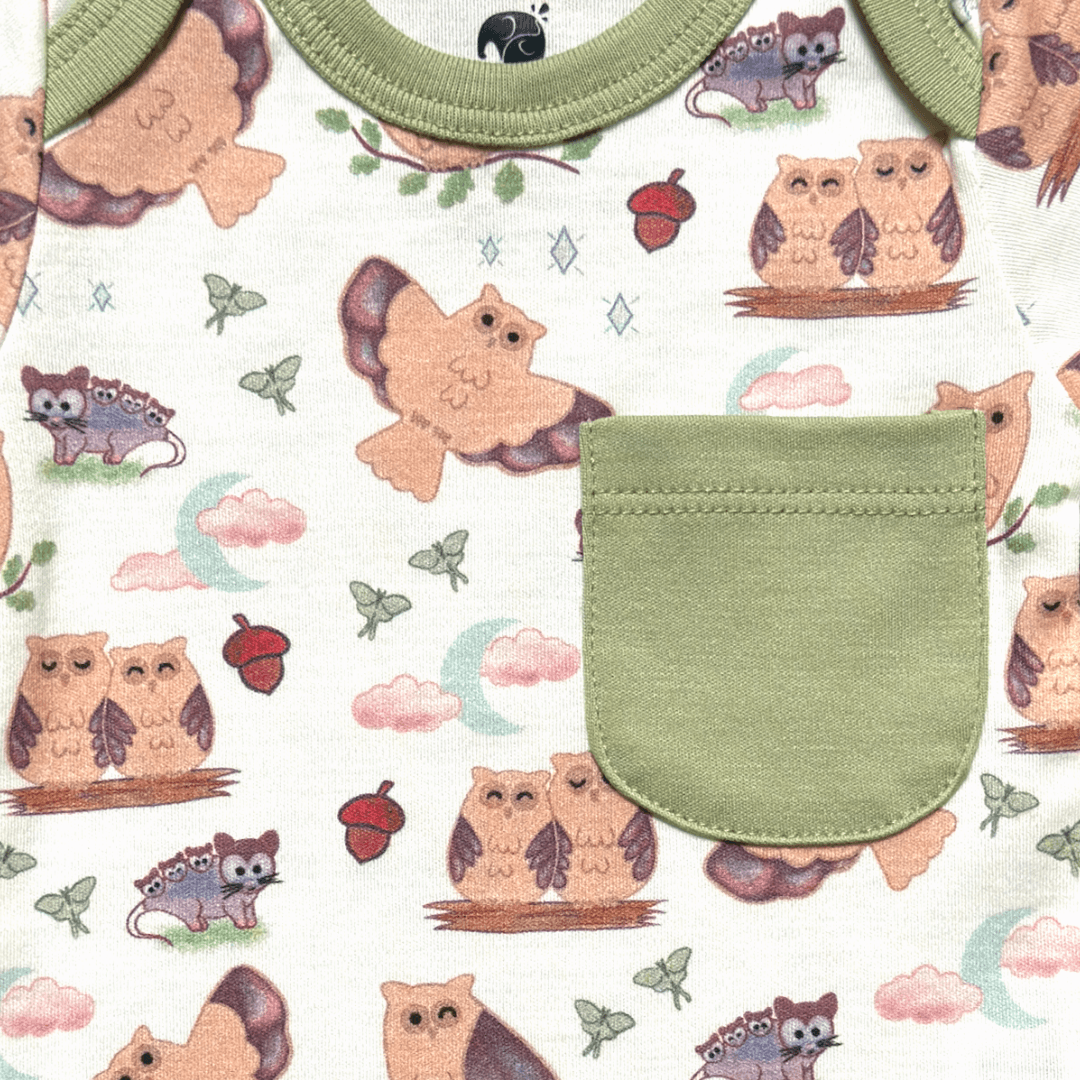 Owl Bodysuit And Shorts | Organic Pima Cotton