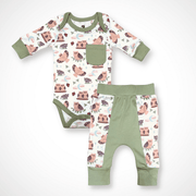 Owl Long Sleeve Bodysuit And Pant | Organic Pima Cotton
