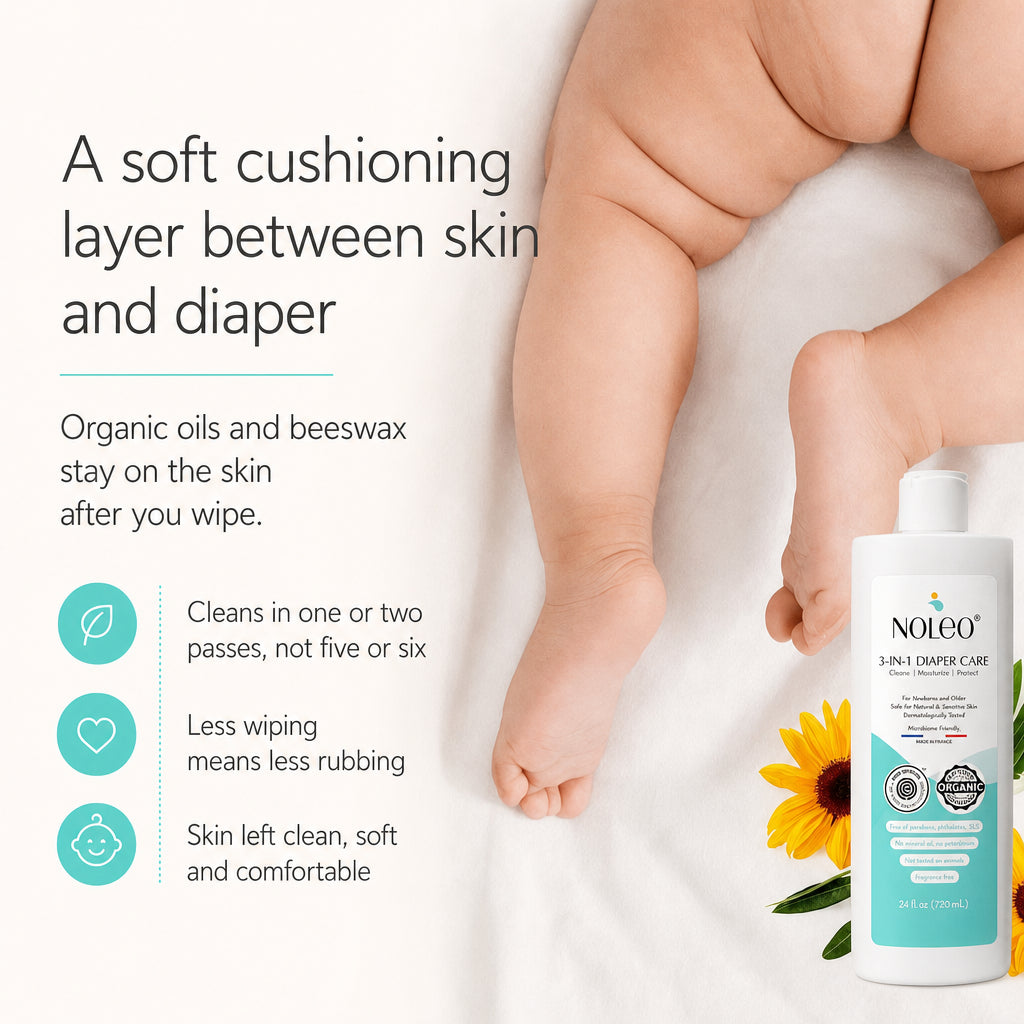 Noleo Duo: 3-in-1 Diaper Rash Cream & Large Cotton Pads