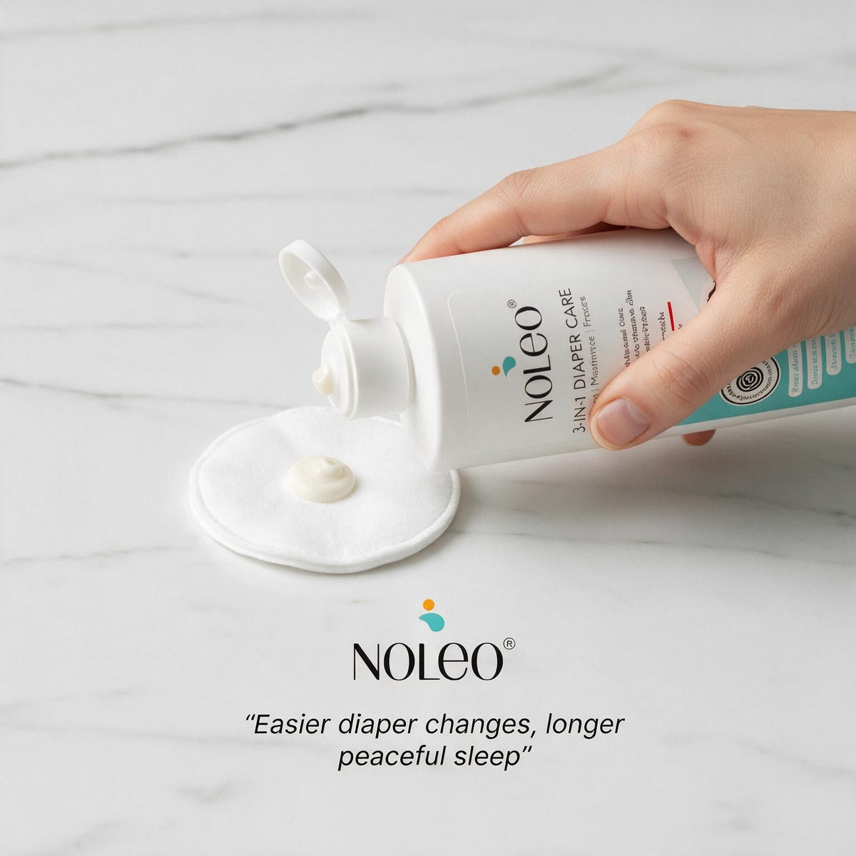 Noleo Duo: 3-in-1 Diaper Rash Cream & Large Cotton Pads