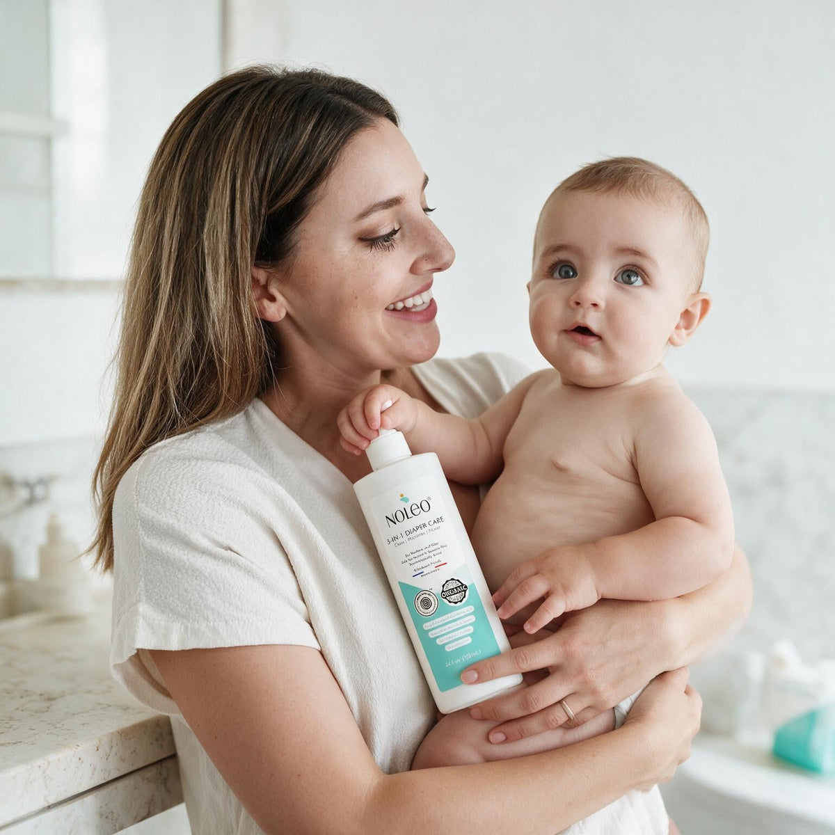 Noleo Duo: 3-in-1 Diaper Rash Cream & Large Cotton Pads