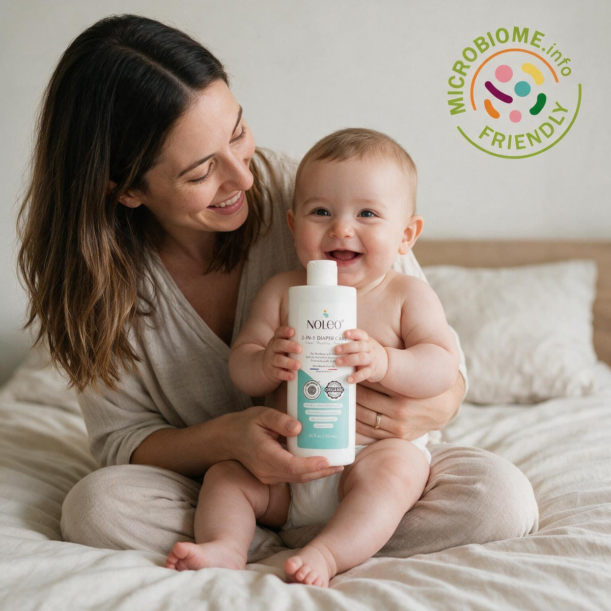 Noleo Duo: 3-in-1 Diaper Rash Cream & Large Cotton Pads