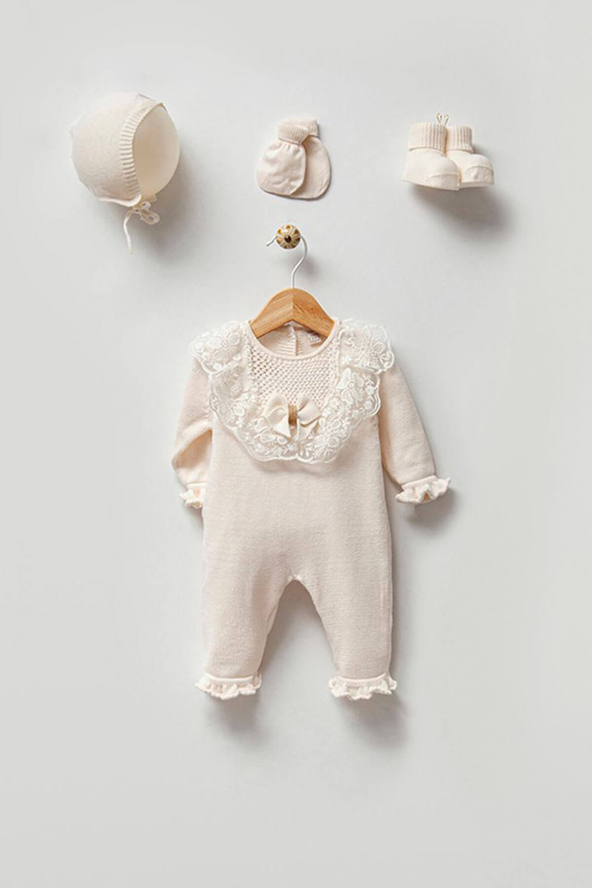 Nora Cream Newborn Knitwear Coming Home Set (5 Pcs)