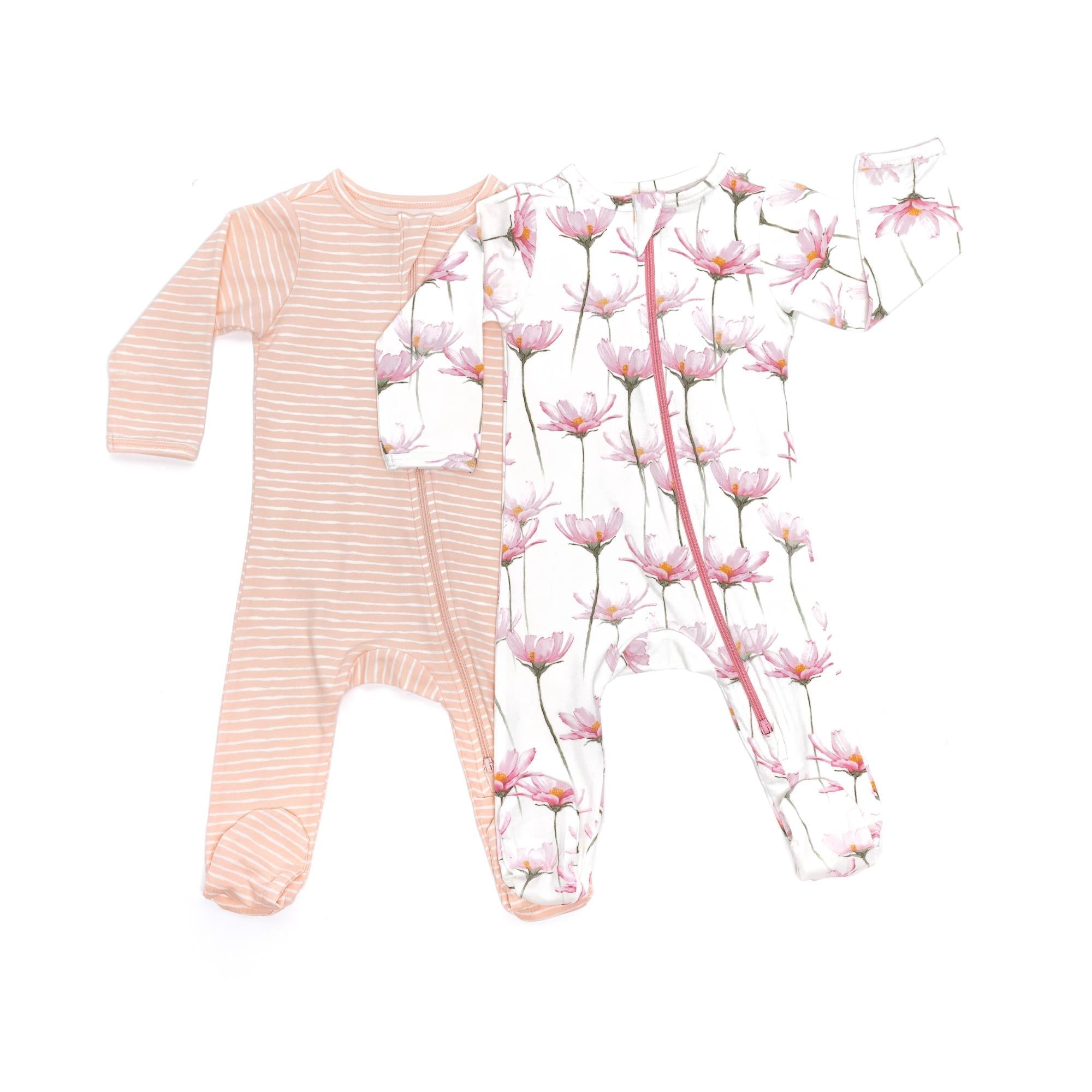 Pink Petals Organic Footie