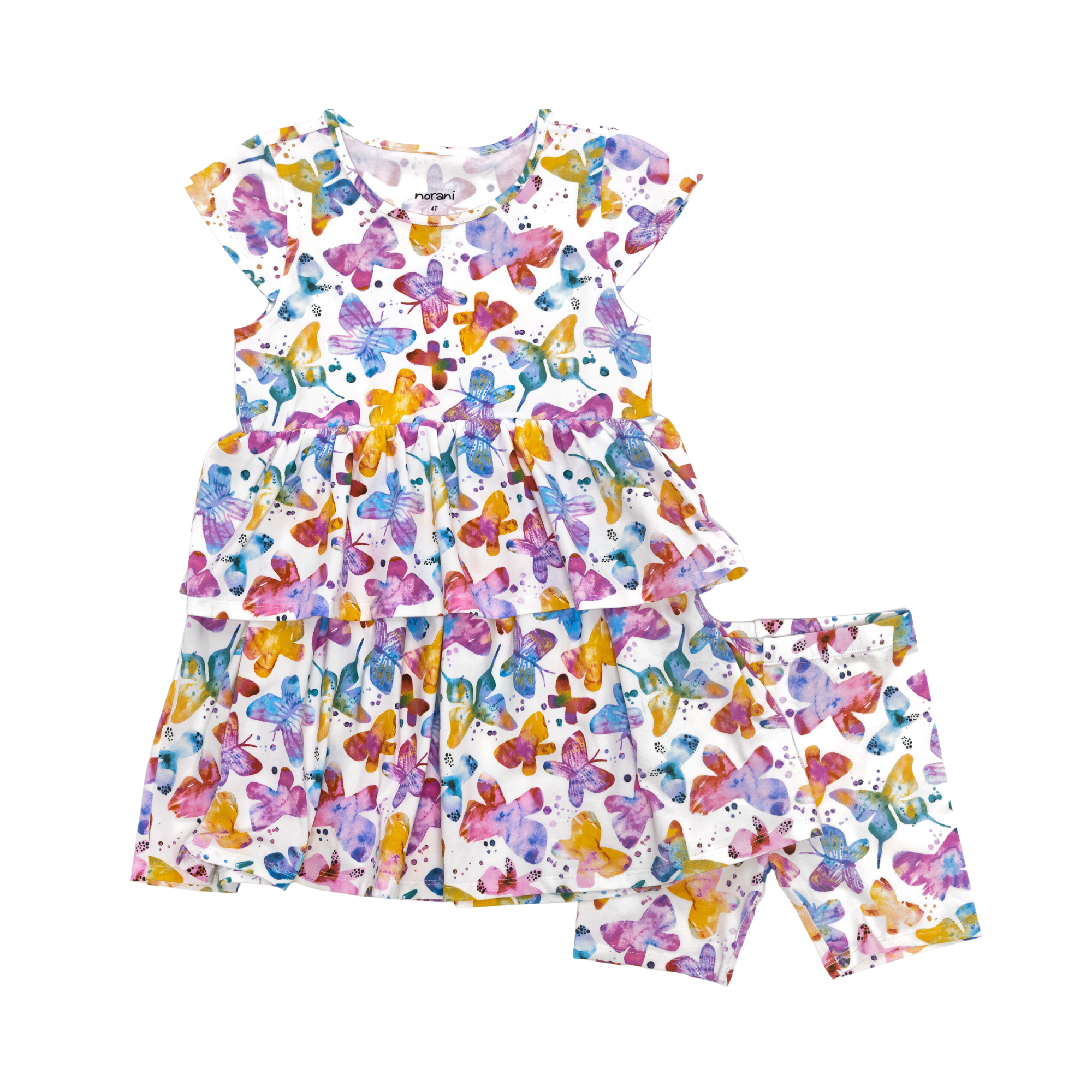 Butterflies Layered Dress With Biker Shorts