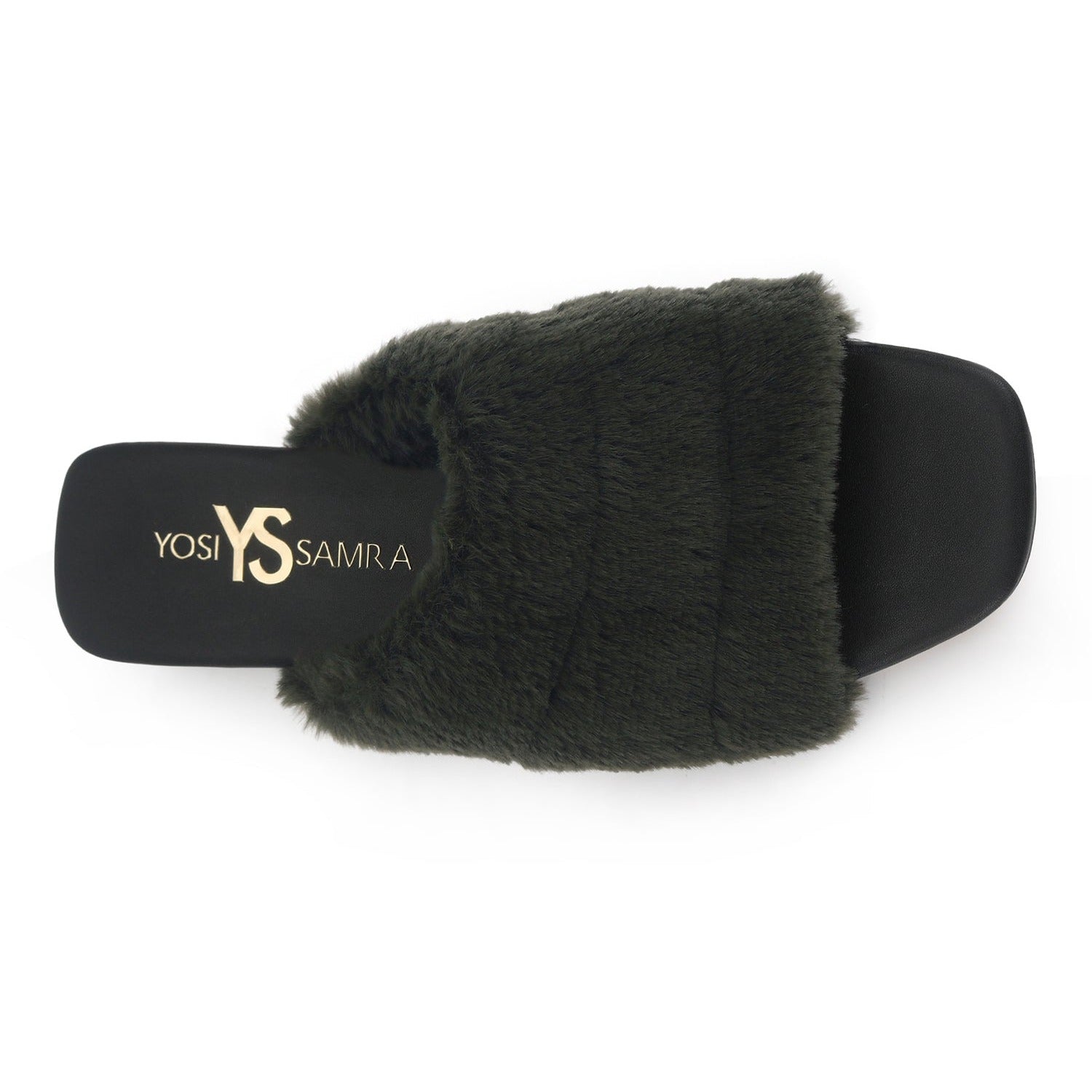 Nora Slide In Olive Faux Fur