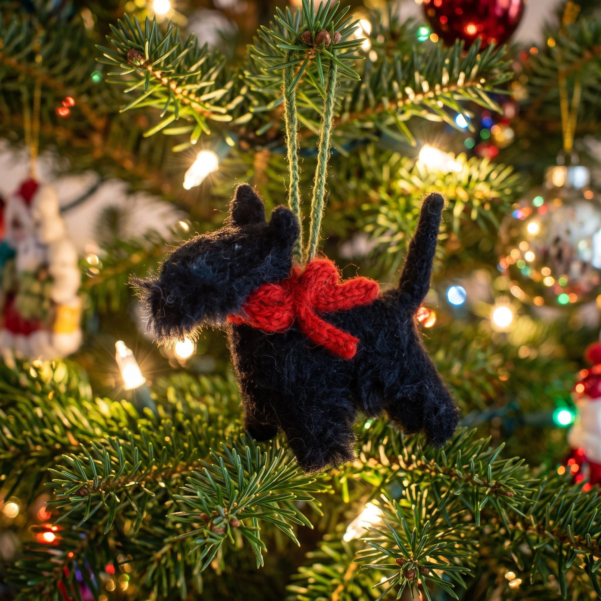 Scottish Terrier (scottie) Dog Hand Knit Christmas Ornament
