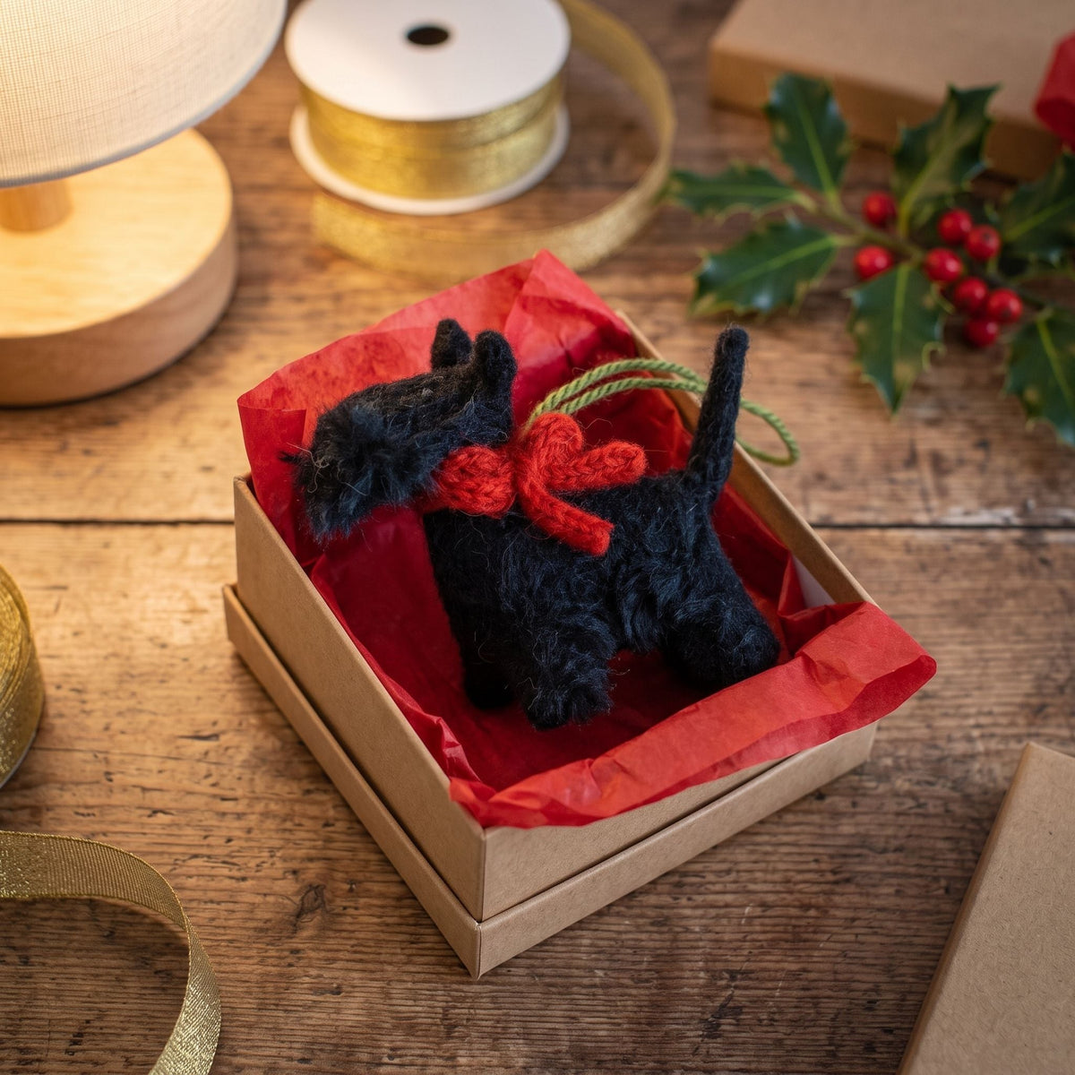 Scottish Terrier (scottie) Dog Hand Knit Christmas Ornament