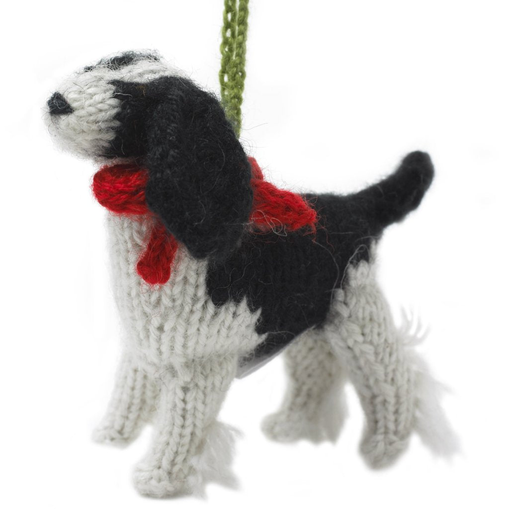 Hand Knit Alpaca Wool Christmas Ornament - Spaniel Dog