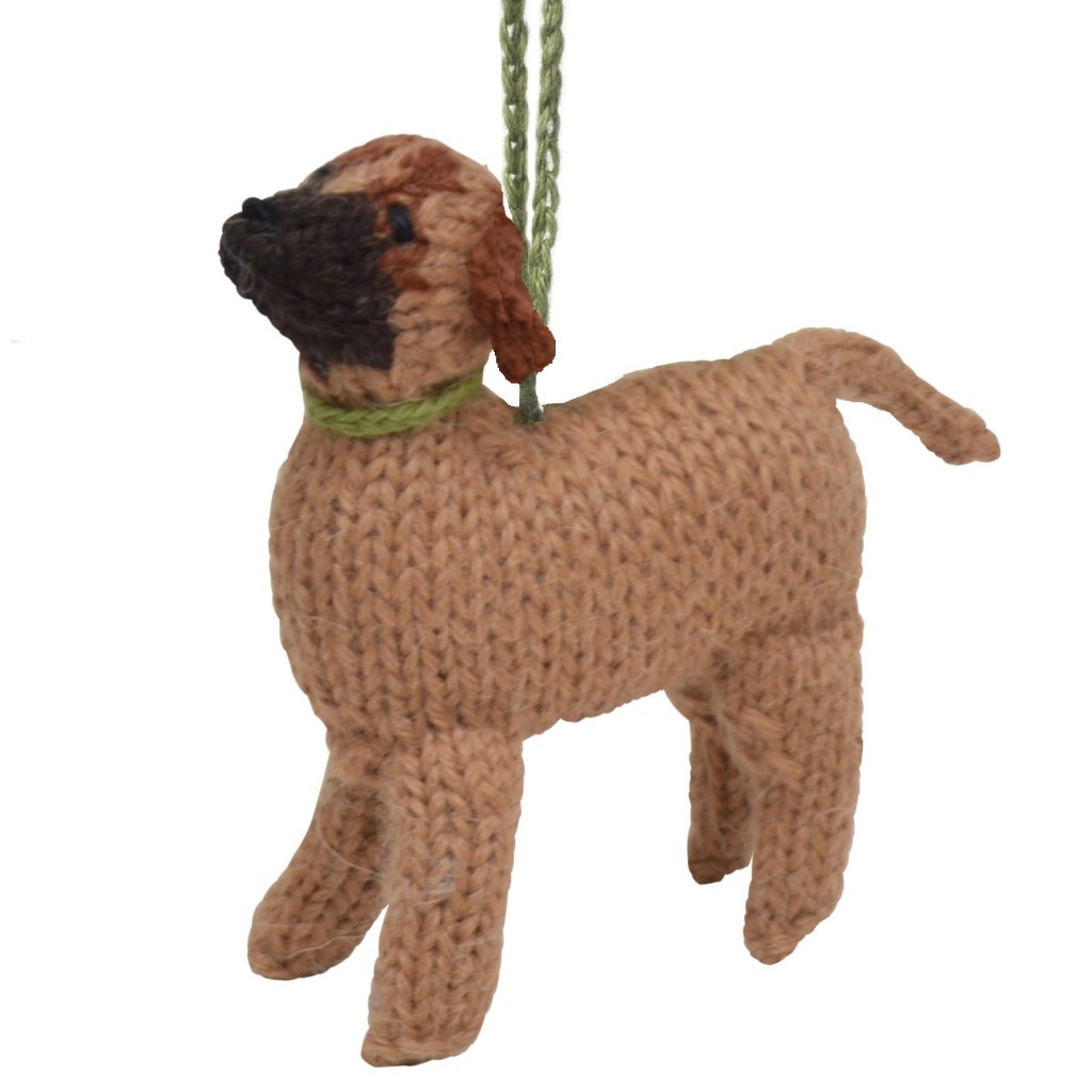 Hand Knit Alpaca Wool Christmas Ornament - Bullmastiff Dog