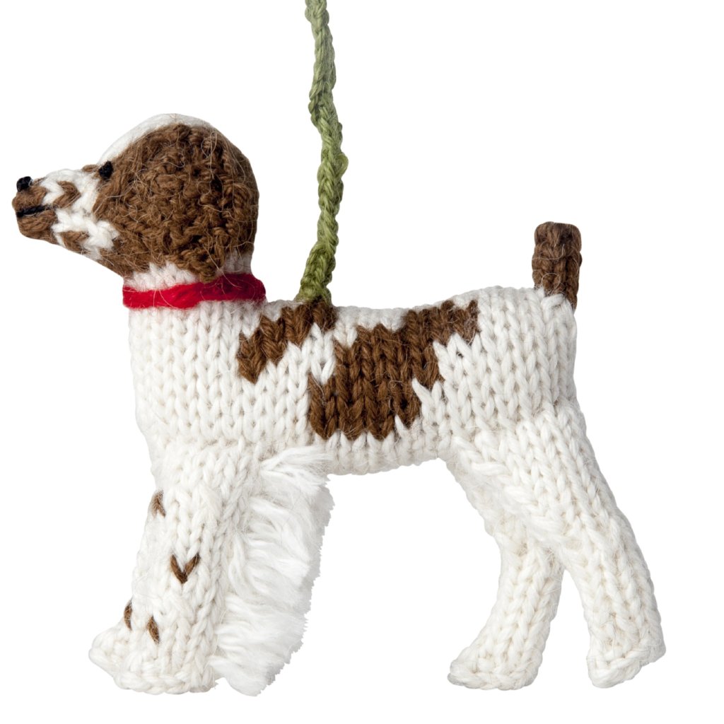 Hand Knit Alpaca Wool Christmas Ornament - Brittany Spaniel Dog