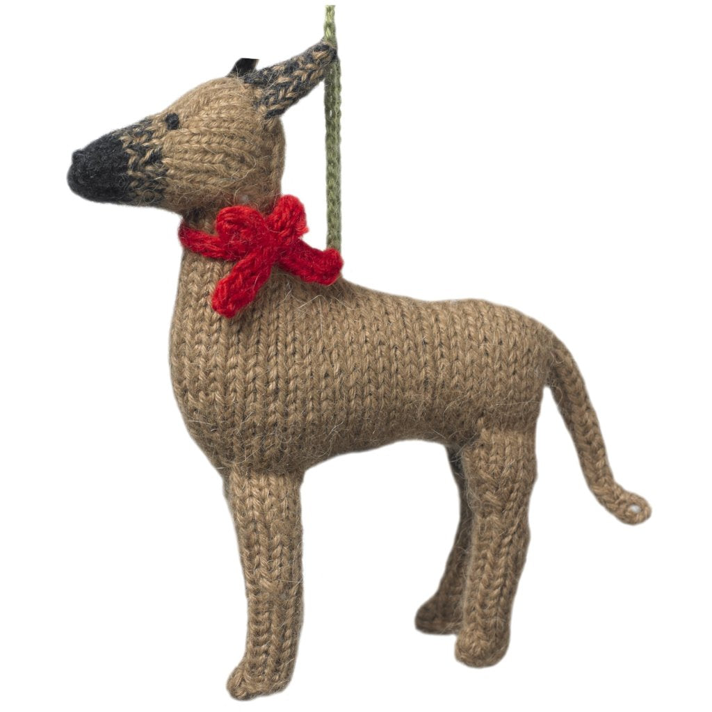Hand Knit Alpaca Wool Christmas Ornament - Great Dane Dog