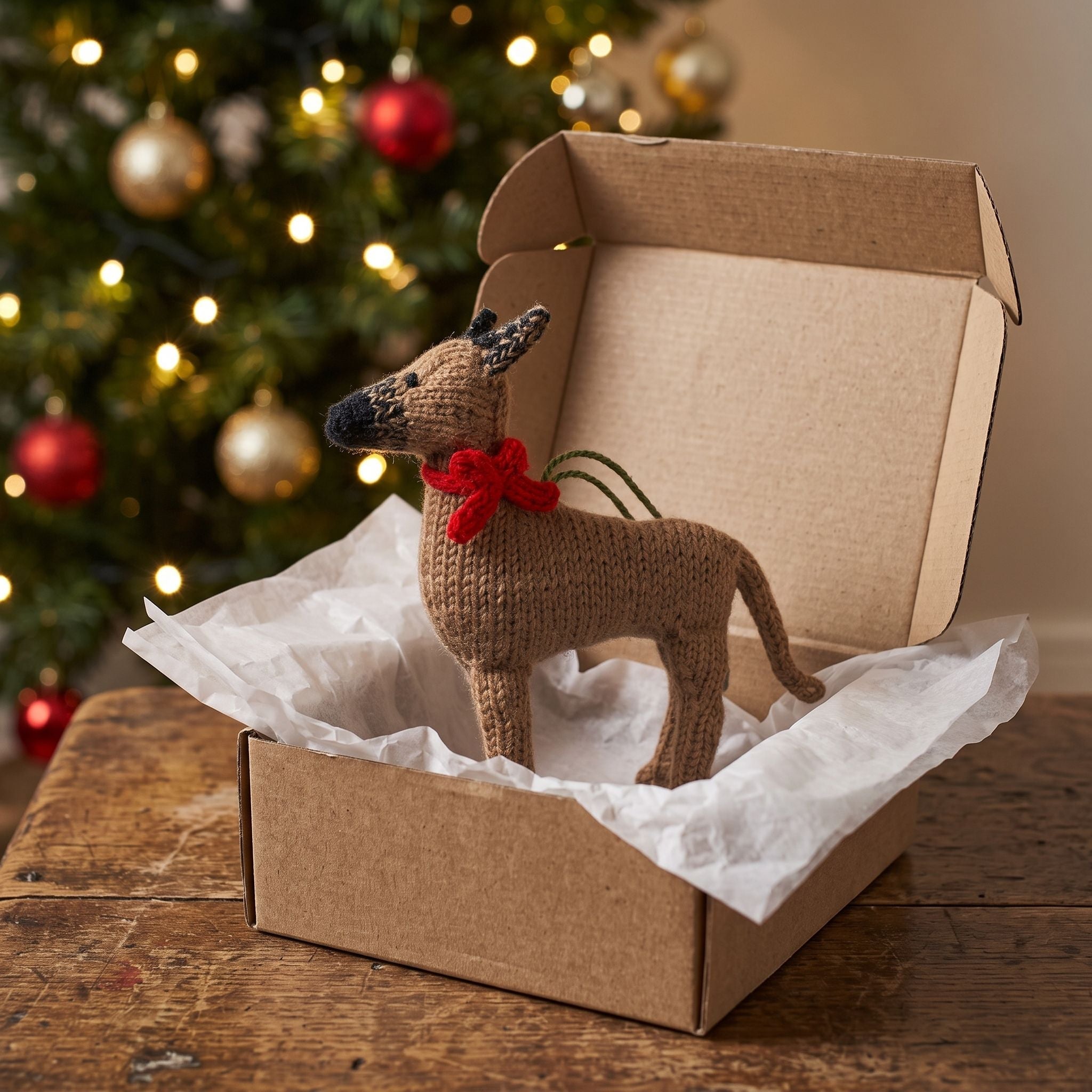 Hand Knit Alpaca Wool Christmas Ornament - Great Dane Dog
