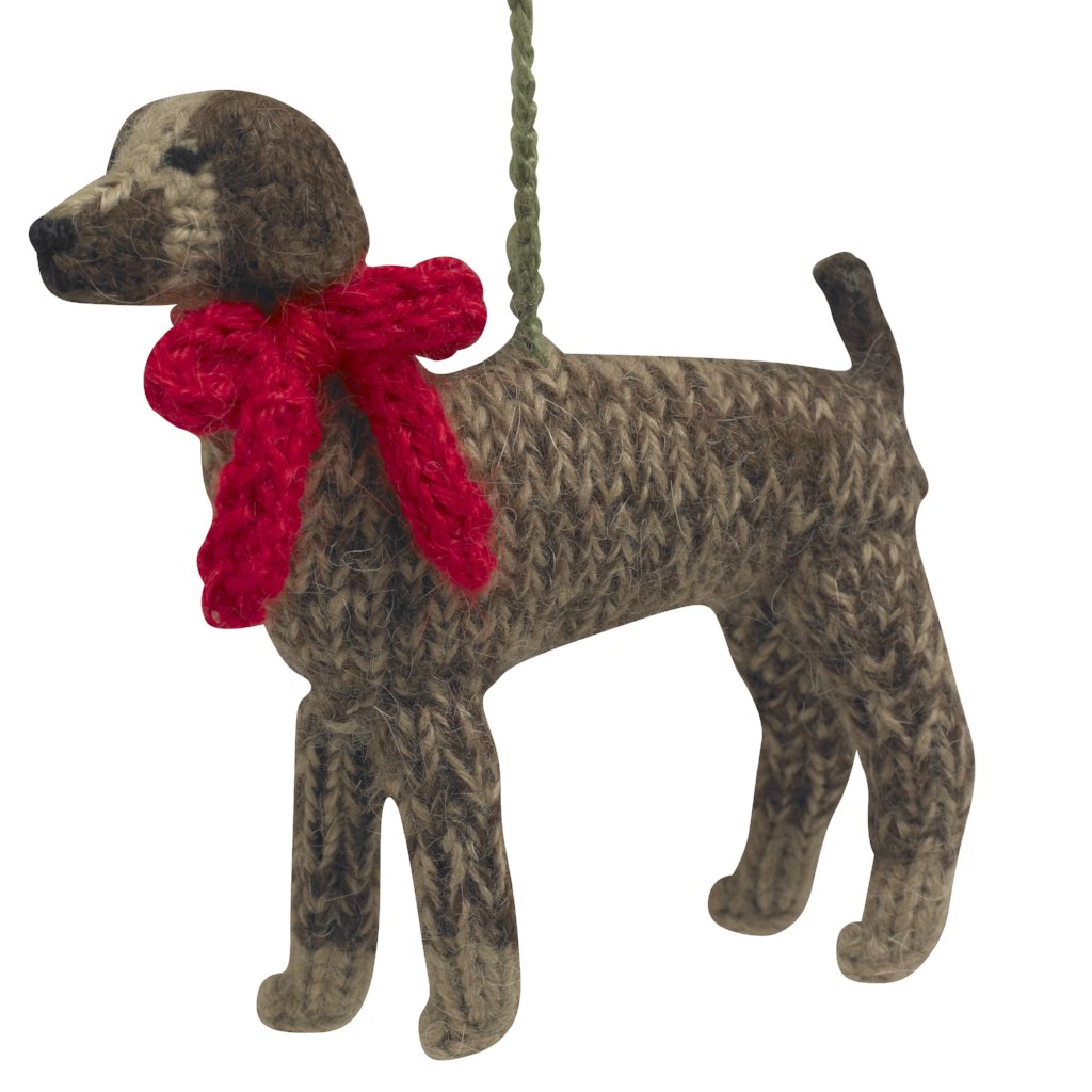 Hand Knit Alpaca Wool Christmas Ornament - German Short Haired Pointer Dog