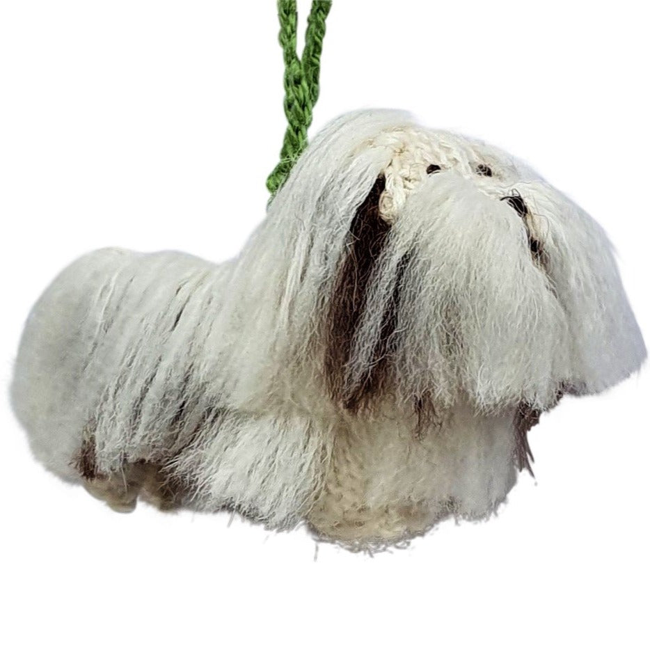 Hand Knit Alpaca Wool Christmas Ornament - Havanese Dog