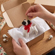 Hand Knit Alpaca Wool Christmas Ornament - Pug Dog