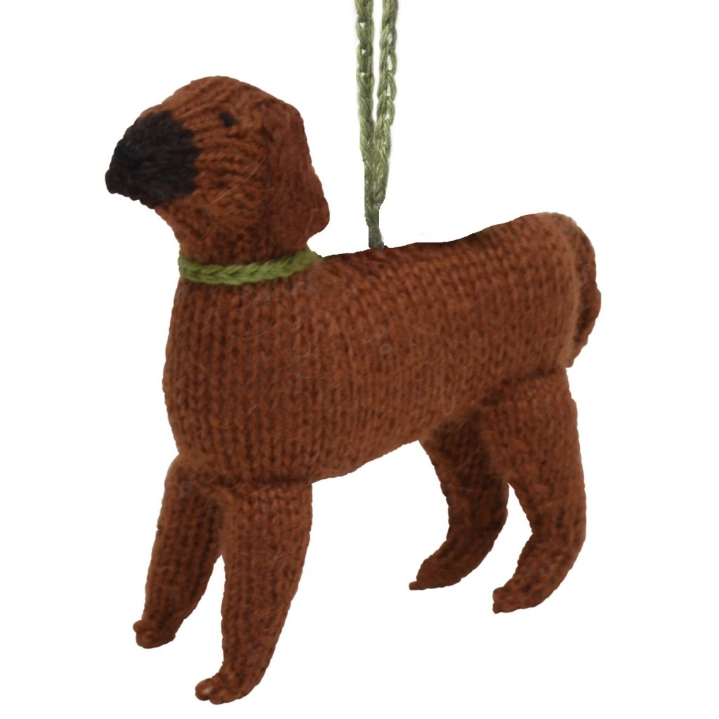 Hand Knit Alpaca Wool Christmas Ornament - Rhodesian Ridgeback Dog