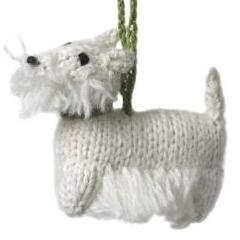 Hand Knit Alpaca Wool Christmas Ornament - Westie Dog