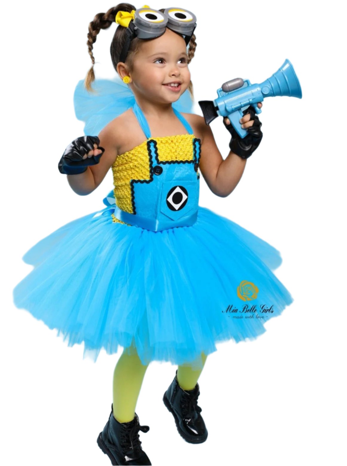 Girls Playful Yellow Minion Tutu Dress