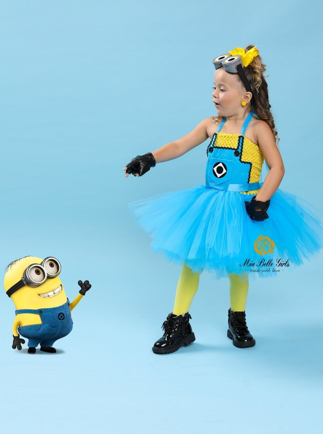 Girls Playful Yellow Minion Tutu Dress