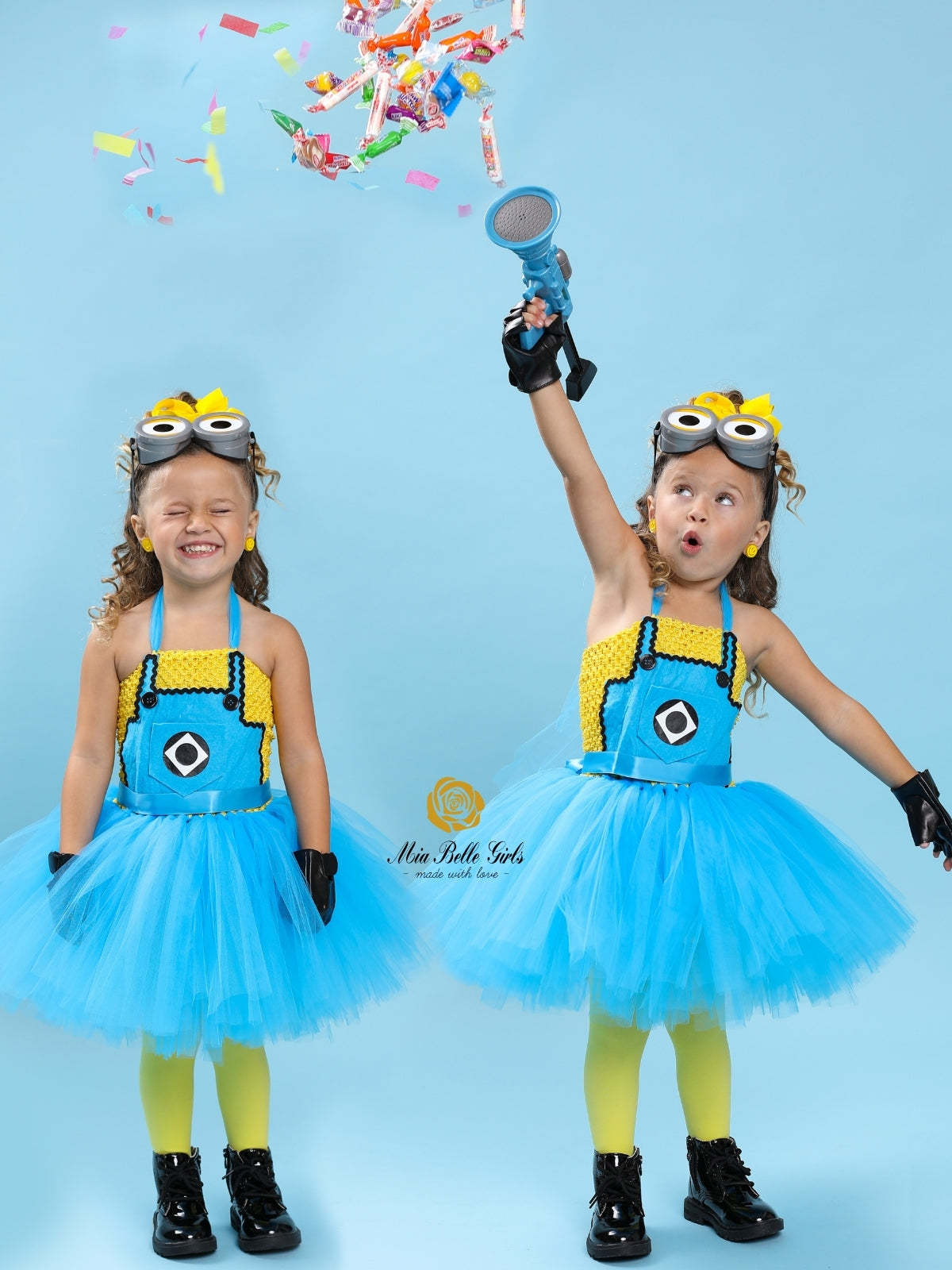 Girls Playful Yellow Minion Tutu Dress