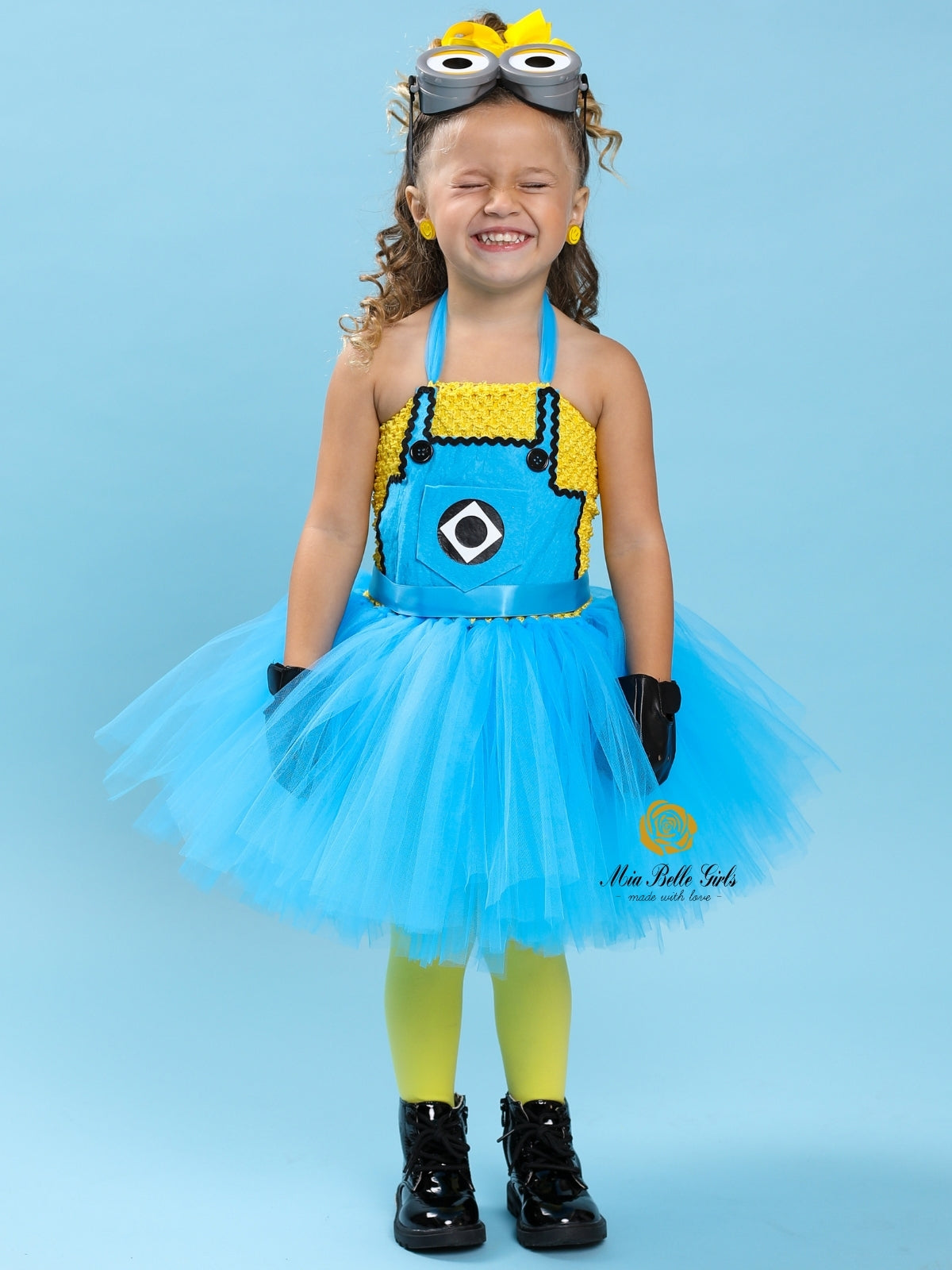 Girls Playful Yellow Minion Tutu Dress