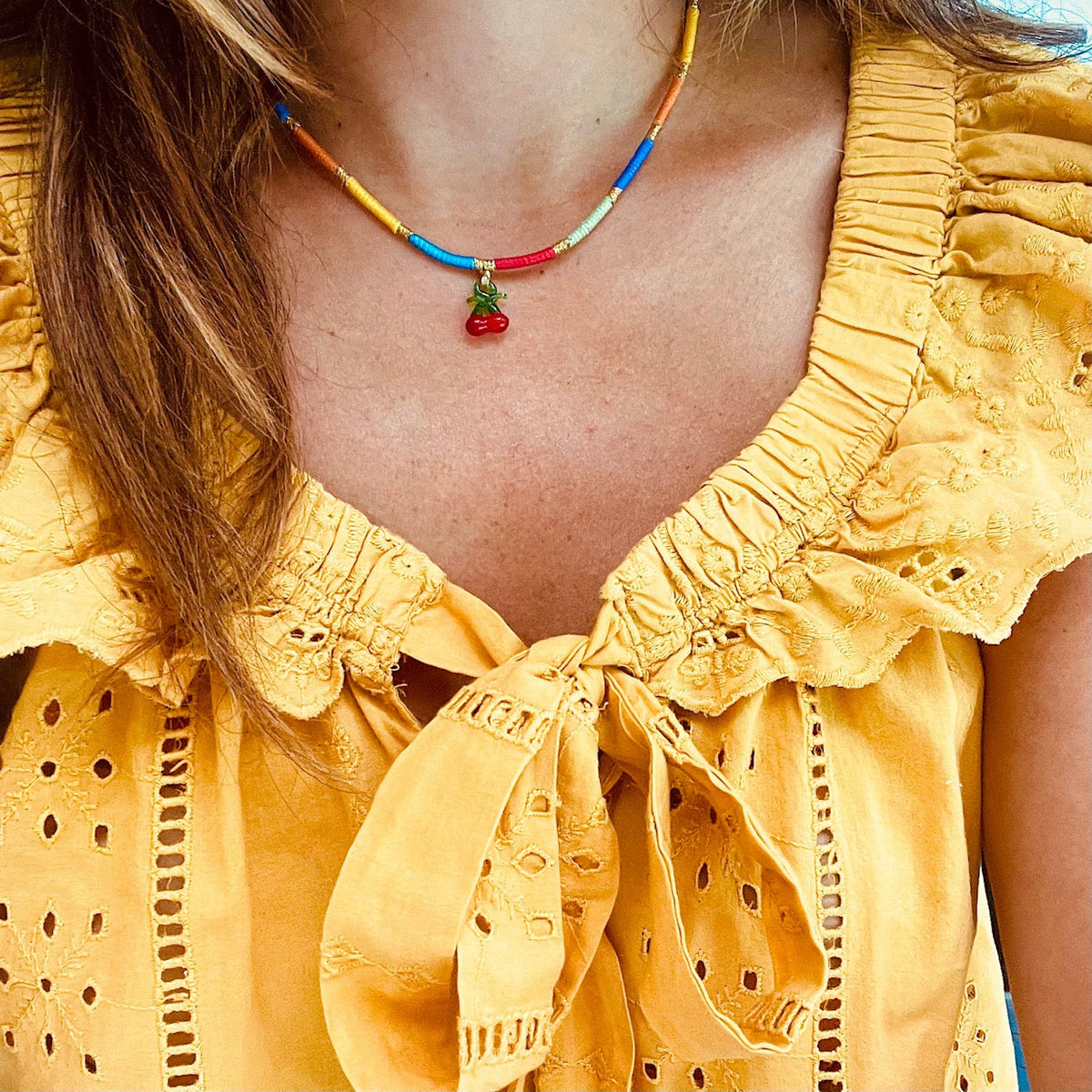 Shoshanna X Oiya: Cherry Threaded Choker