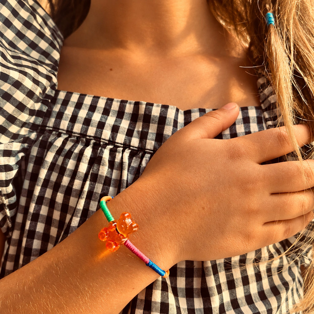 Kids Pink Gummy Bear Rainbow Bracelet