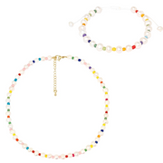Freshwater Pearl Rainbow Bracelet & Necklace Set