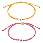 Neon Evil Eye Braided Bead Bracelet Bundle