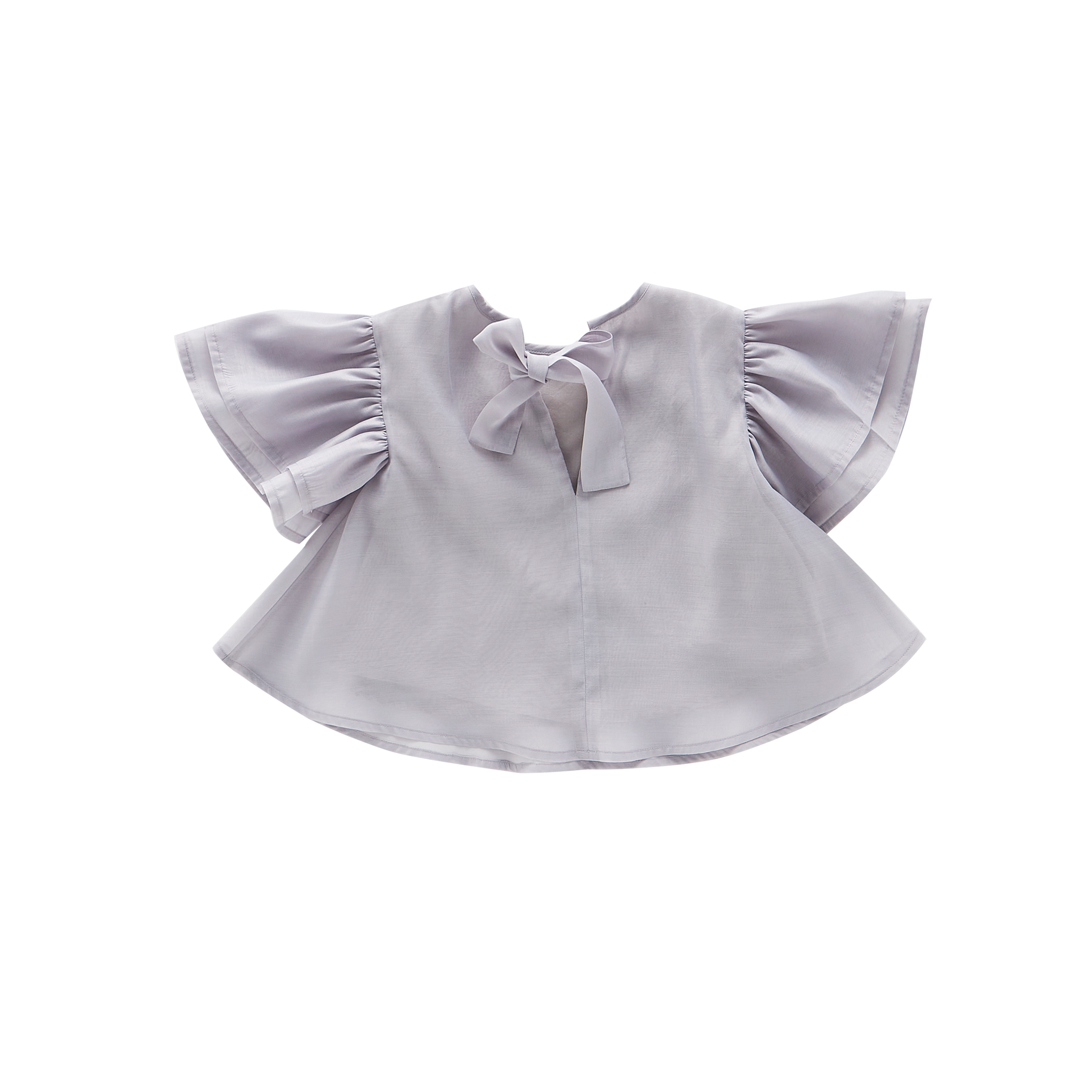 Girls Organza Layered Flared Top  | Grey