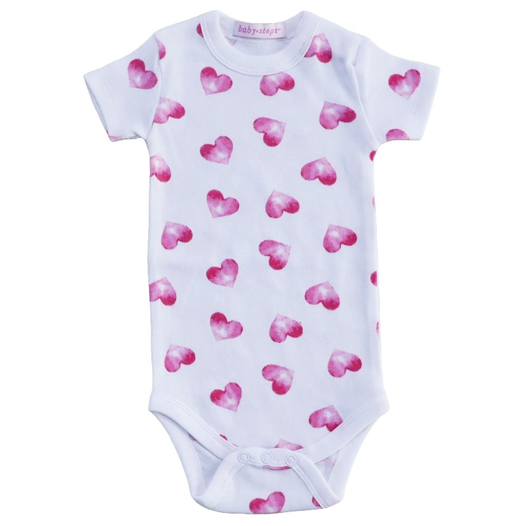 Baby Bodysuit - Water Color Hearts