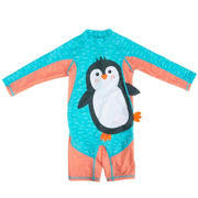 Baby/toddler Rash Guard One Piece Swimsuit - Parker The Penguin