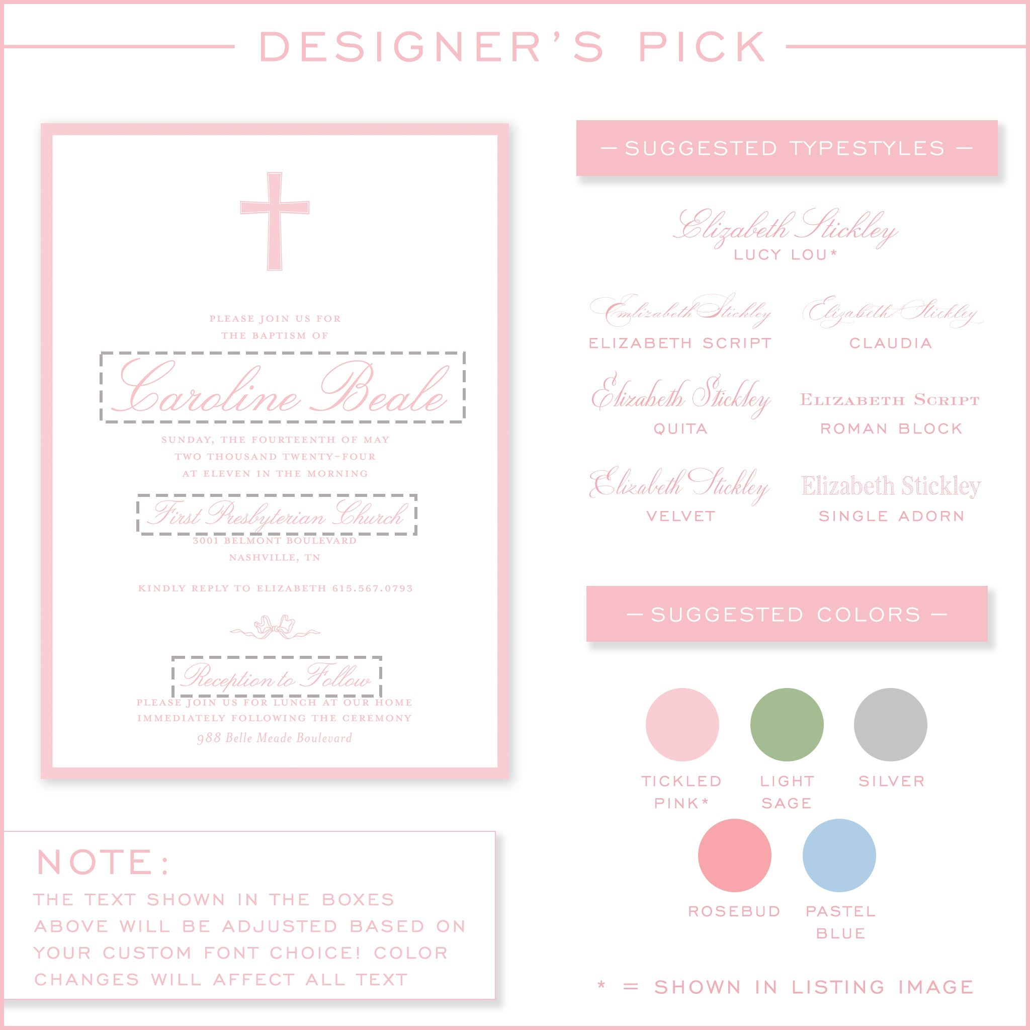 Pink Baptism Invitation