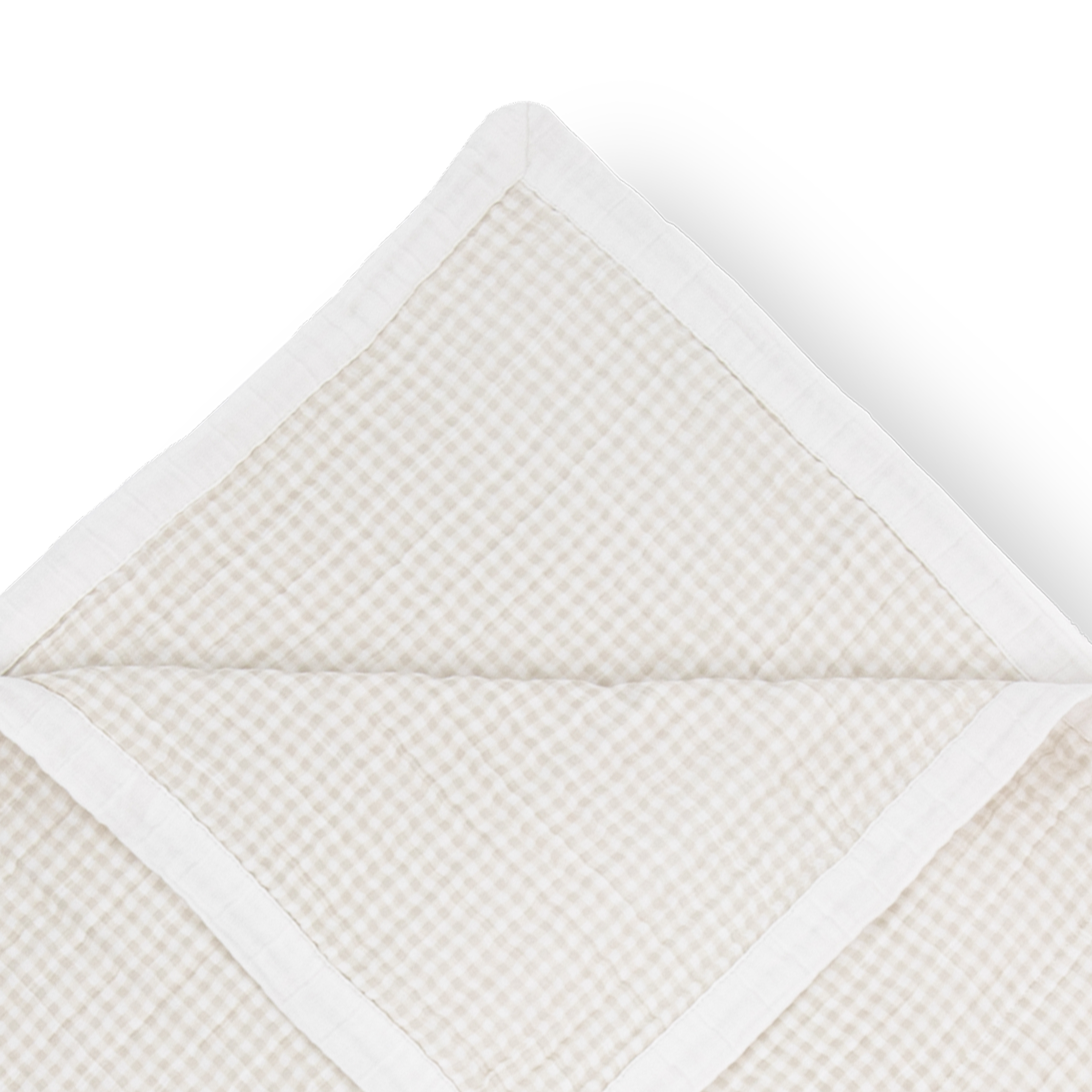Cotton Muslin Quilted Throw - Tan Gingham