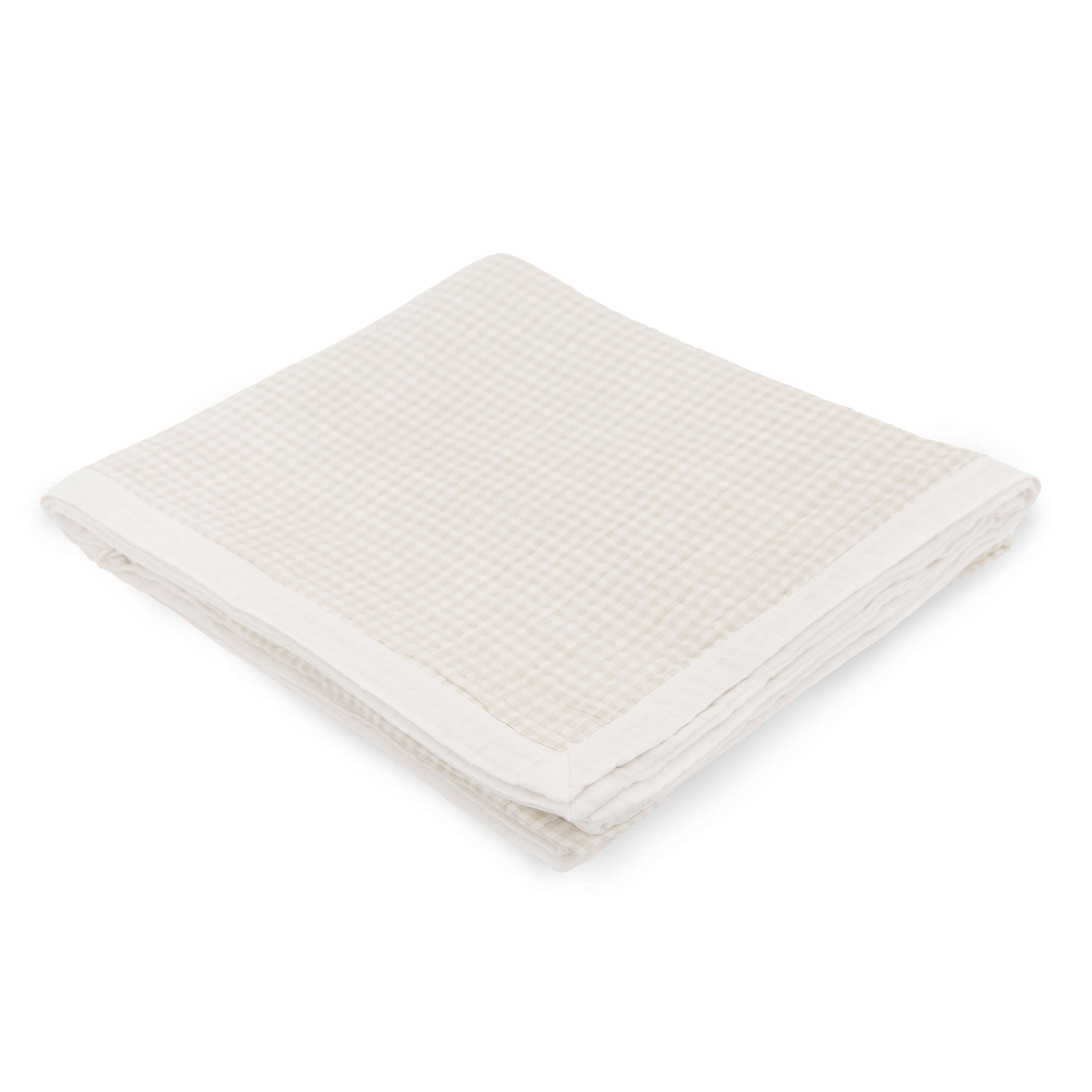 Cotton Muslin Quilted Throw - Tan Gingham