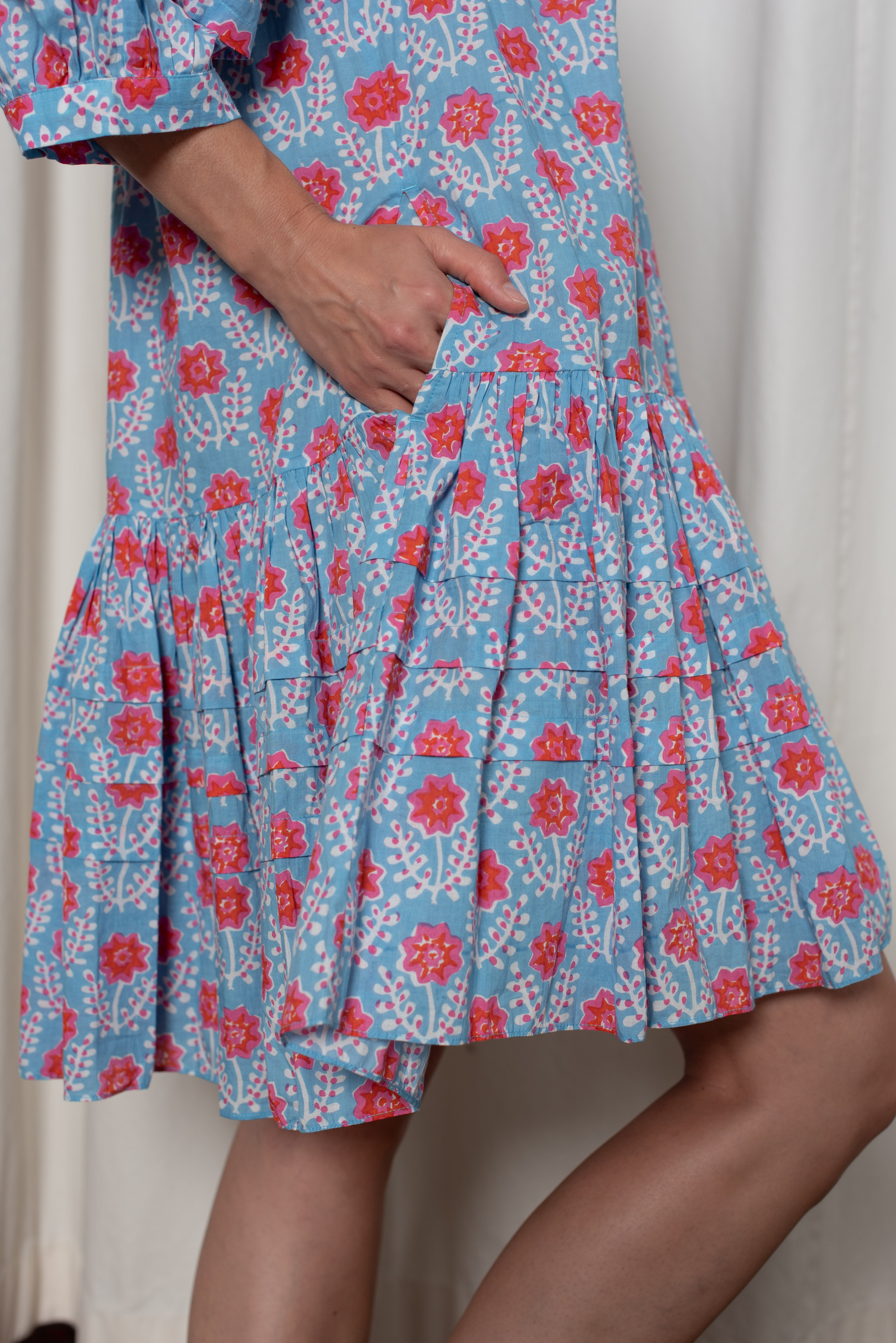 Greta Dress Blue And Red Azalea