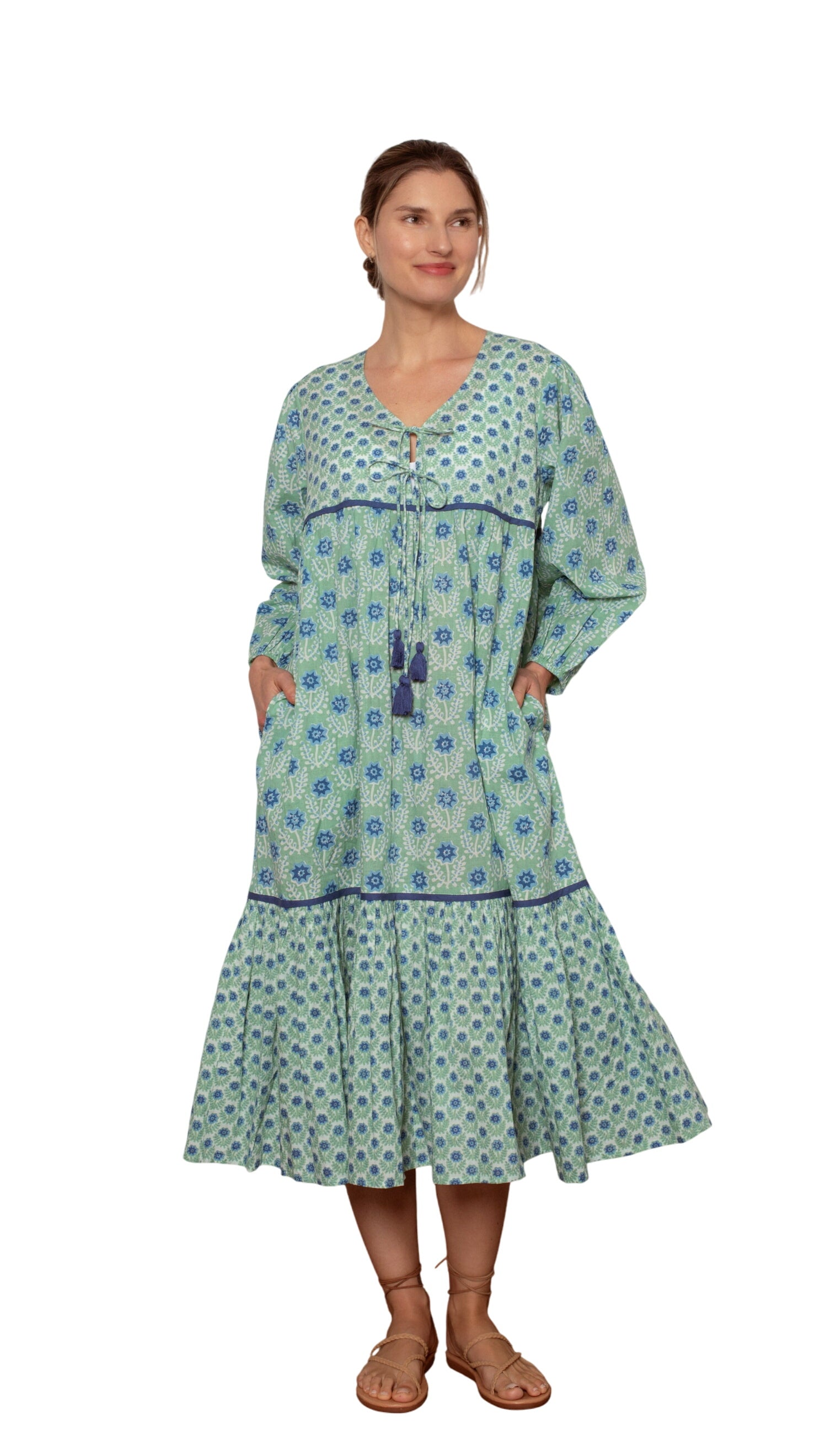 Evie Dress Green And Blue Azalea