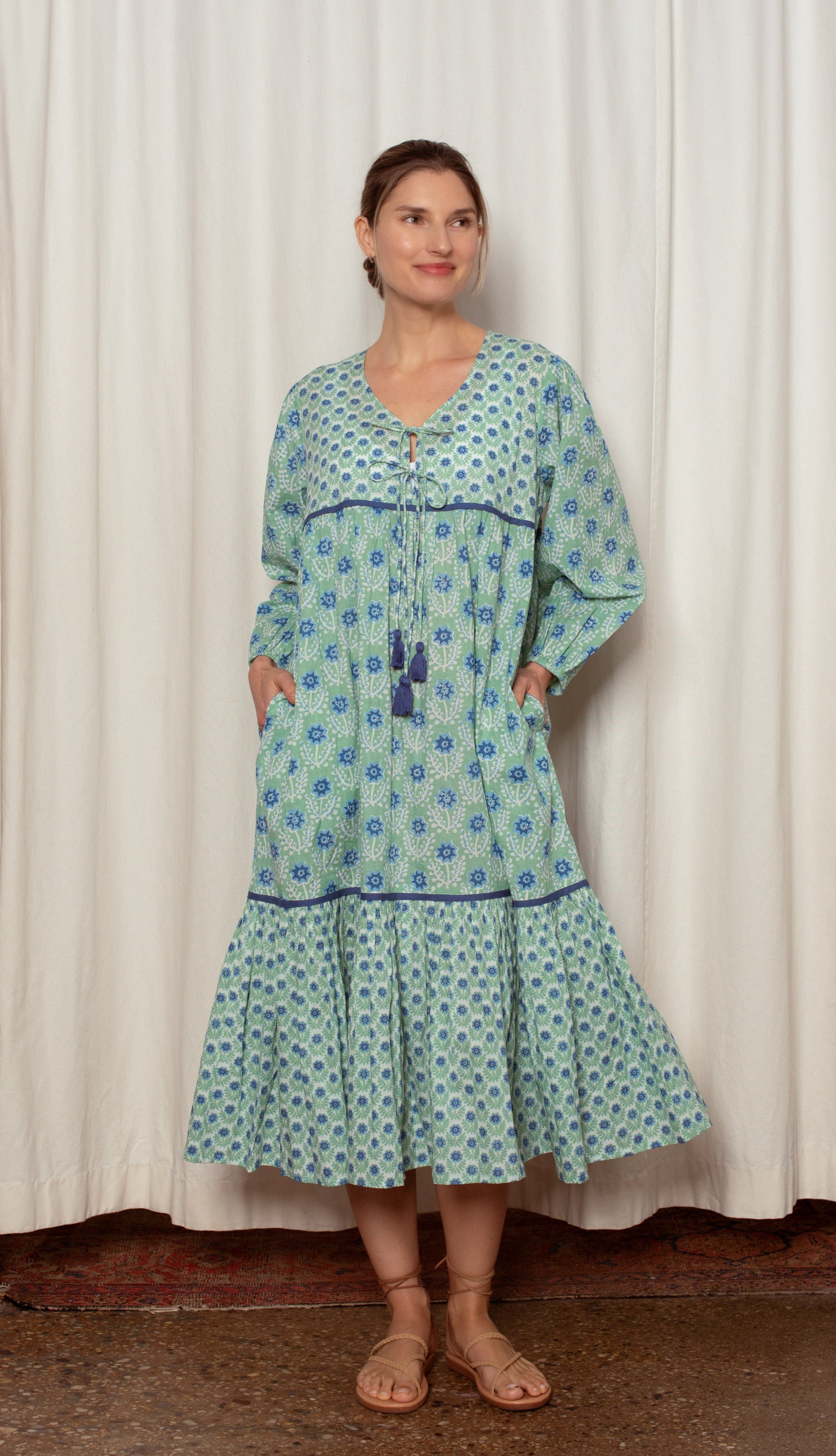 Evie Dress Green And Blue Azalea