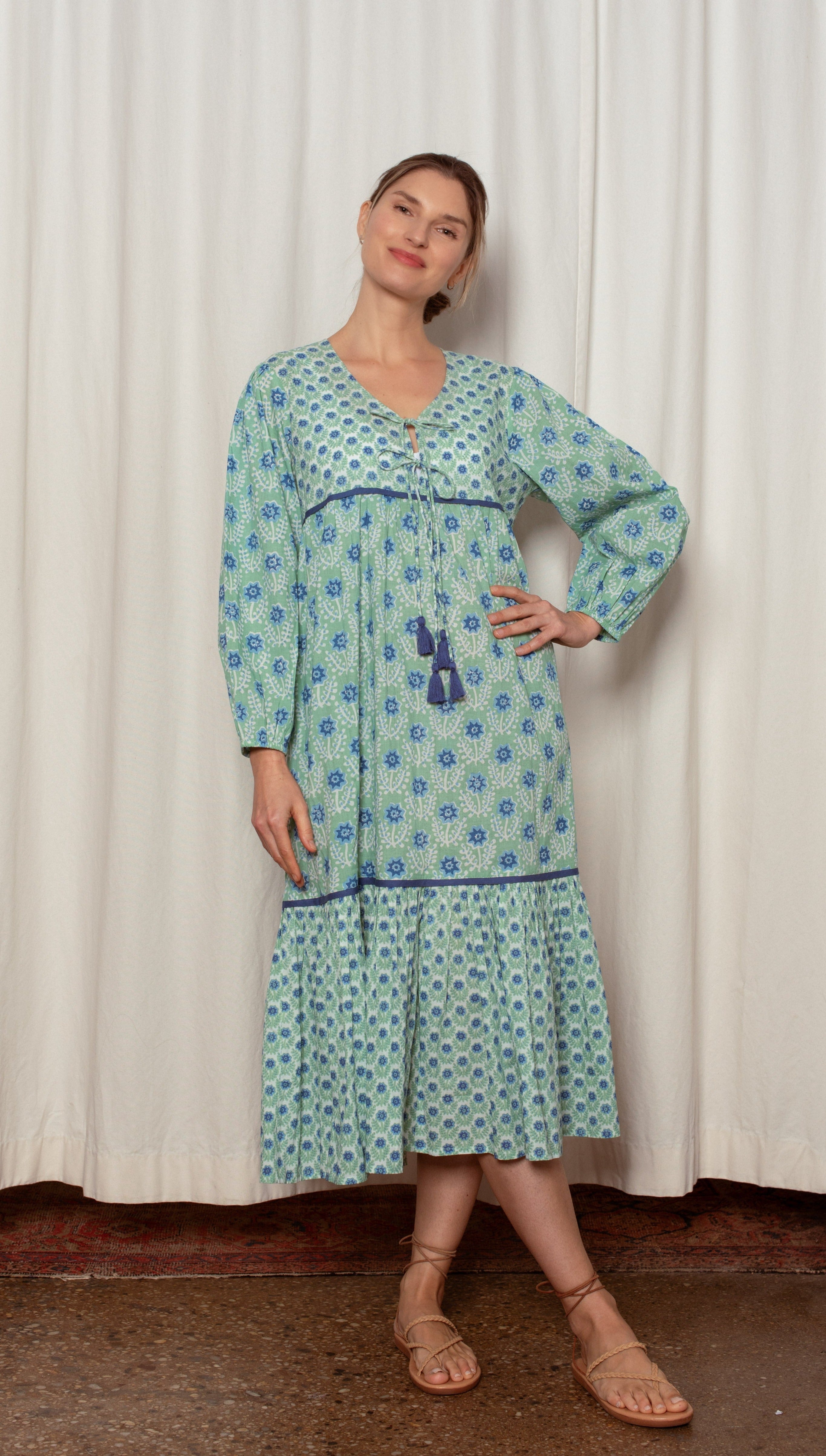 Evie Dress Green And Blue Azalea