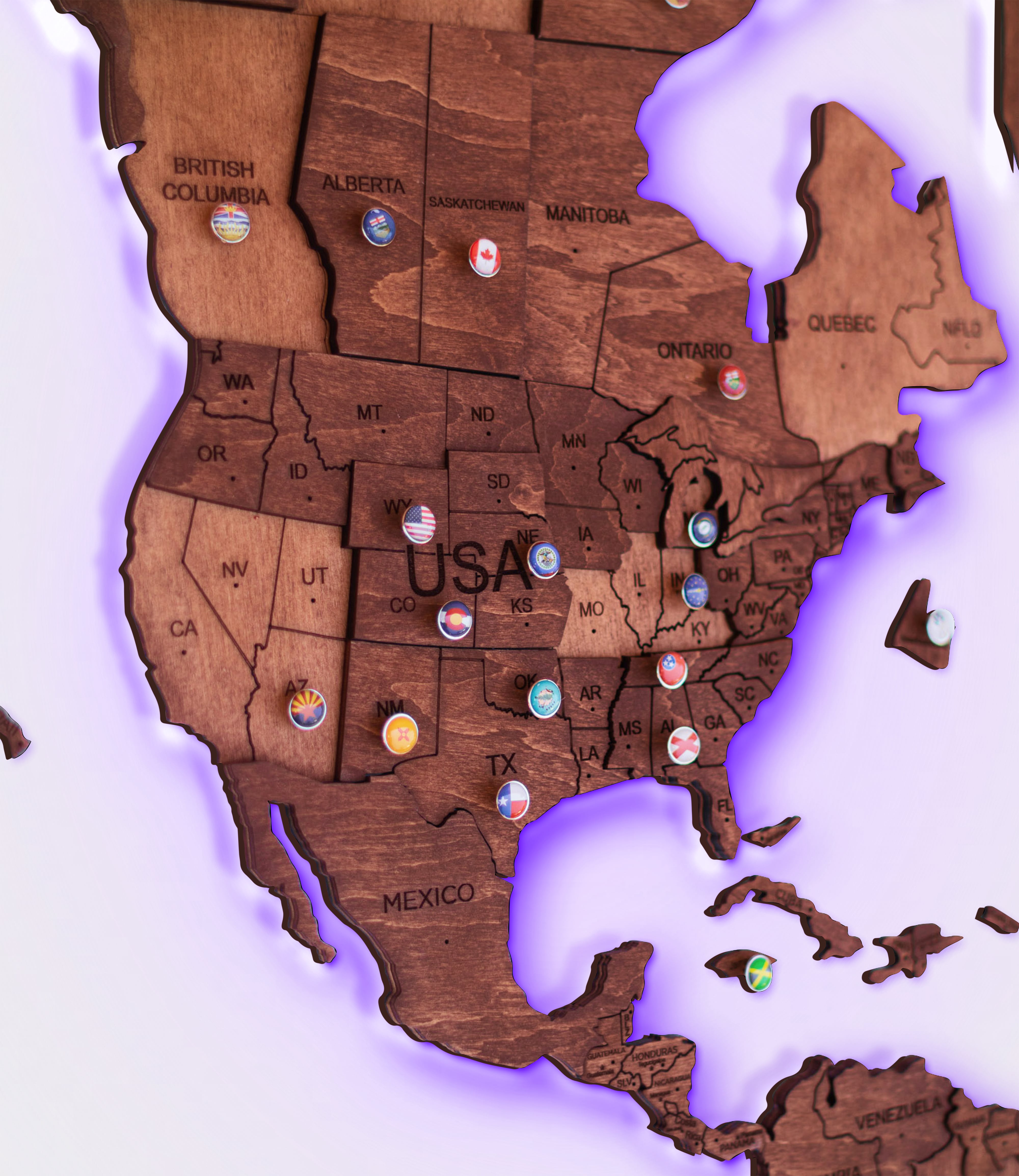3d Led Wooden World Map 3.0 Oak