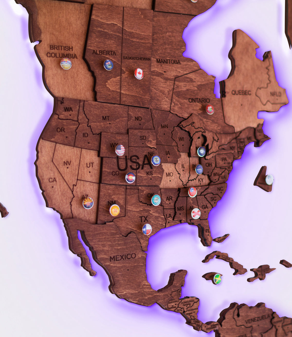 3d Led Wooden World Map 3.0 Oak